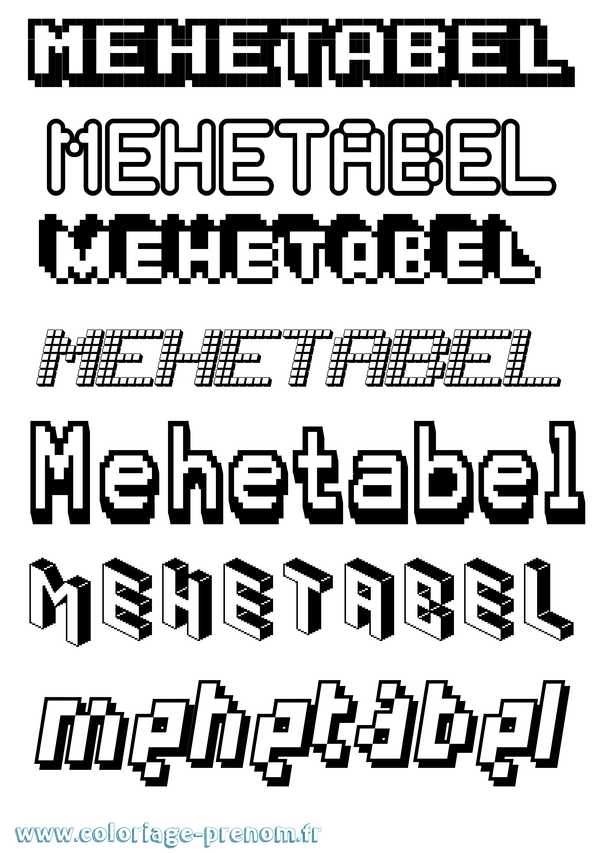 Coloriage Mehetabel Pixel Coloriage prénom Mehetabel Pixel