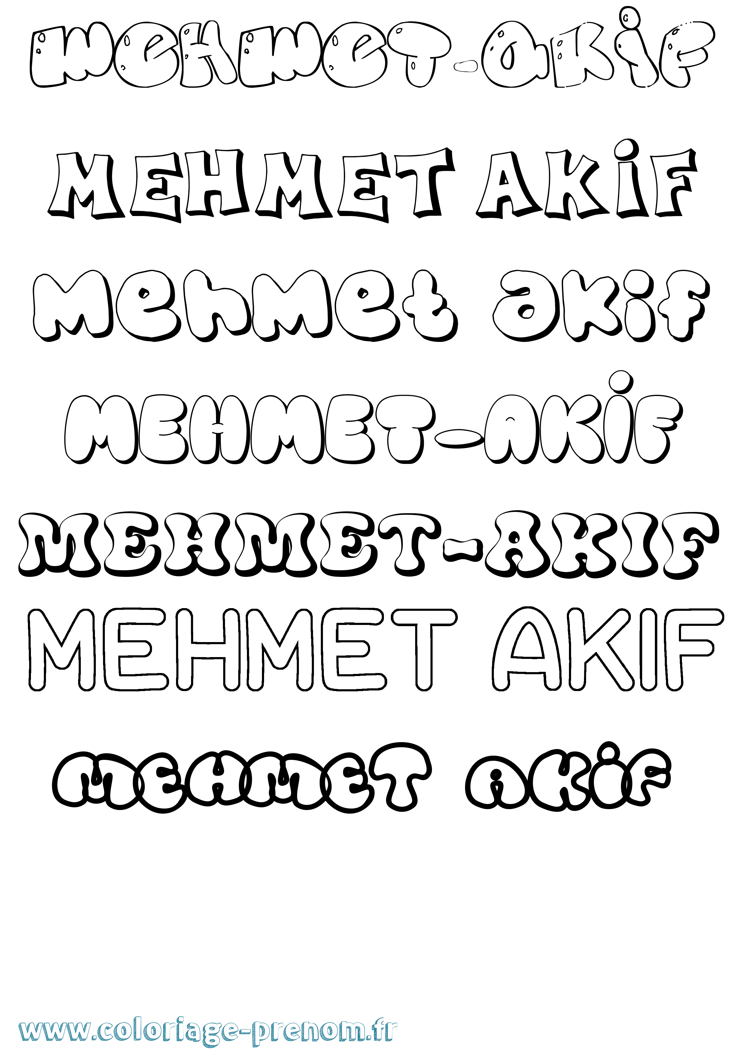 Coloriage Mehmet-Akif Bubble Coloriage prénom Mehmet-Akif Bubble