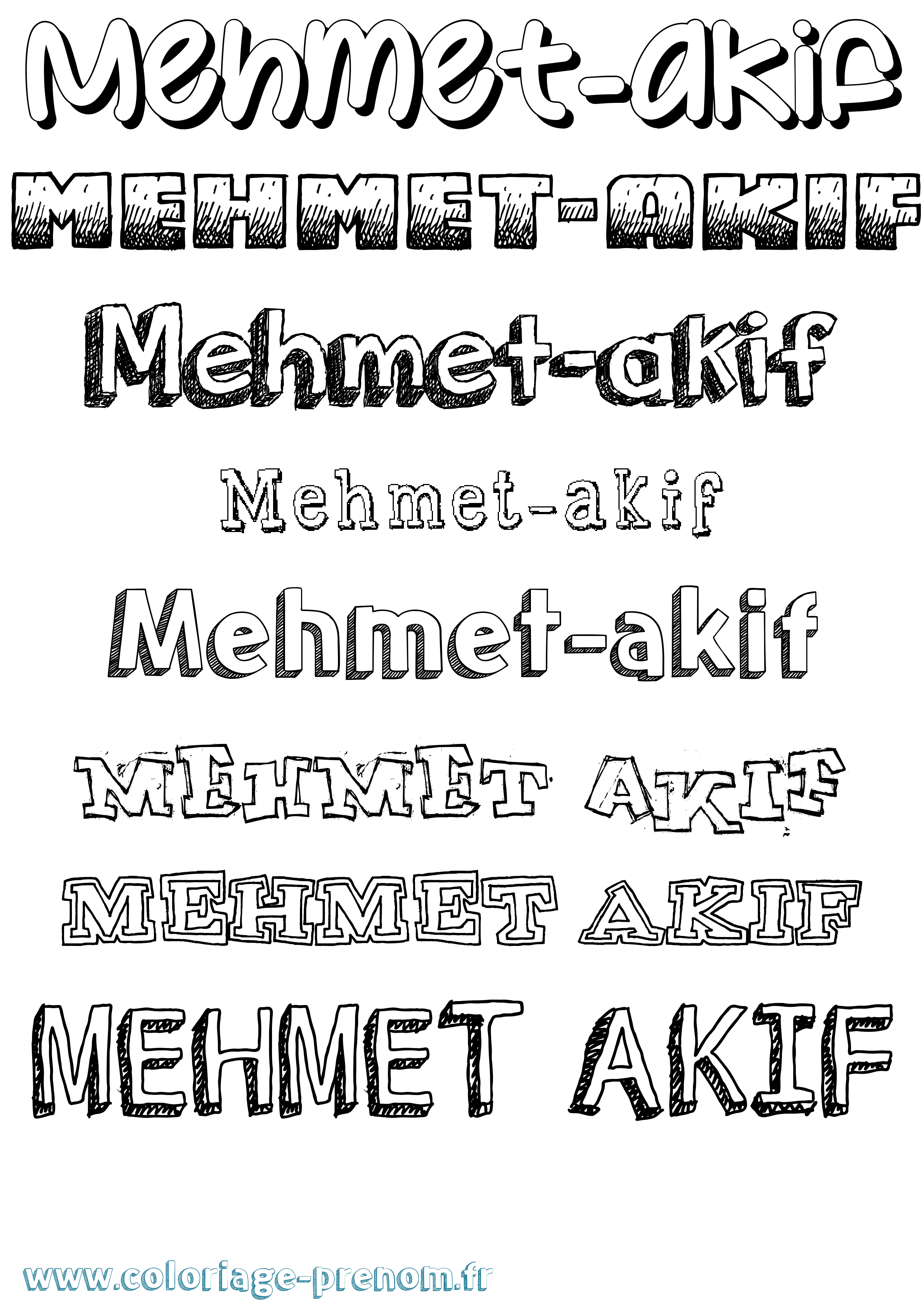 Coloriage Mehmet-Akif Dessiné Coloriage prénom Mehmet-Akif Dessiné