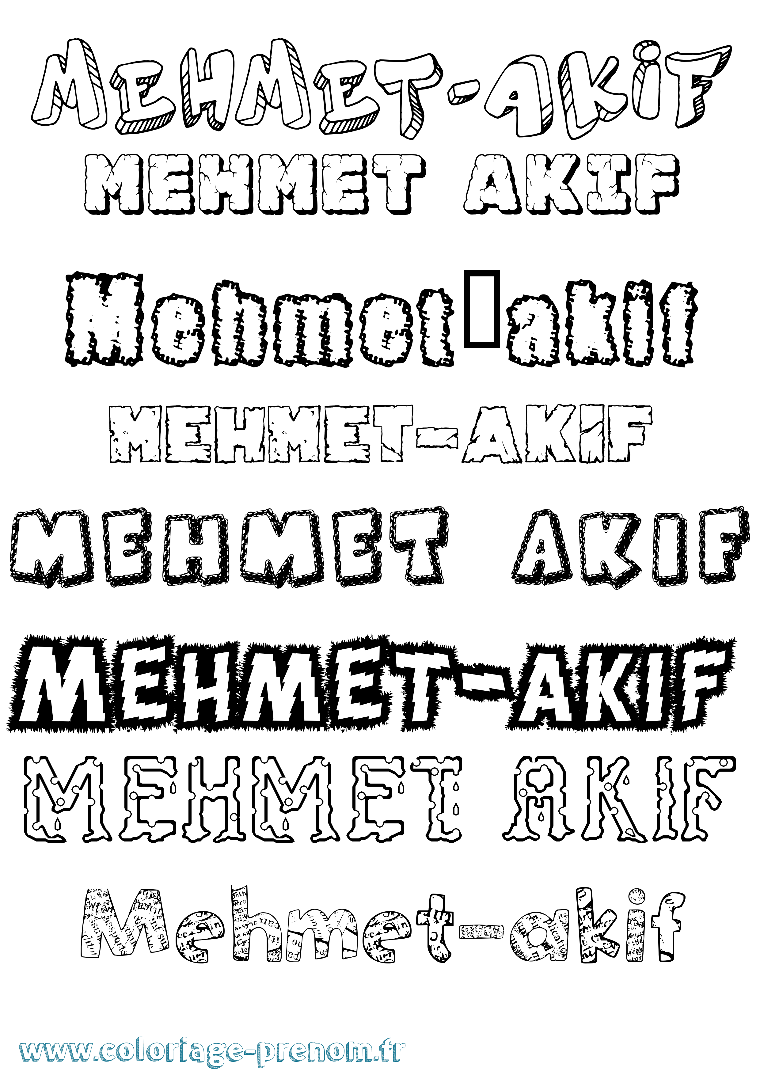 Coloriage Mehmet-Akif Destructuré Coloriage prénom Mehmet-Akif Destructuré