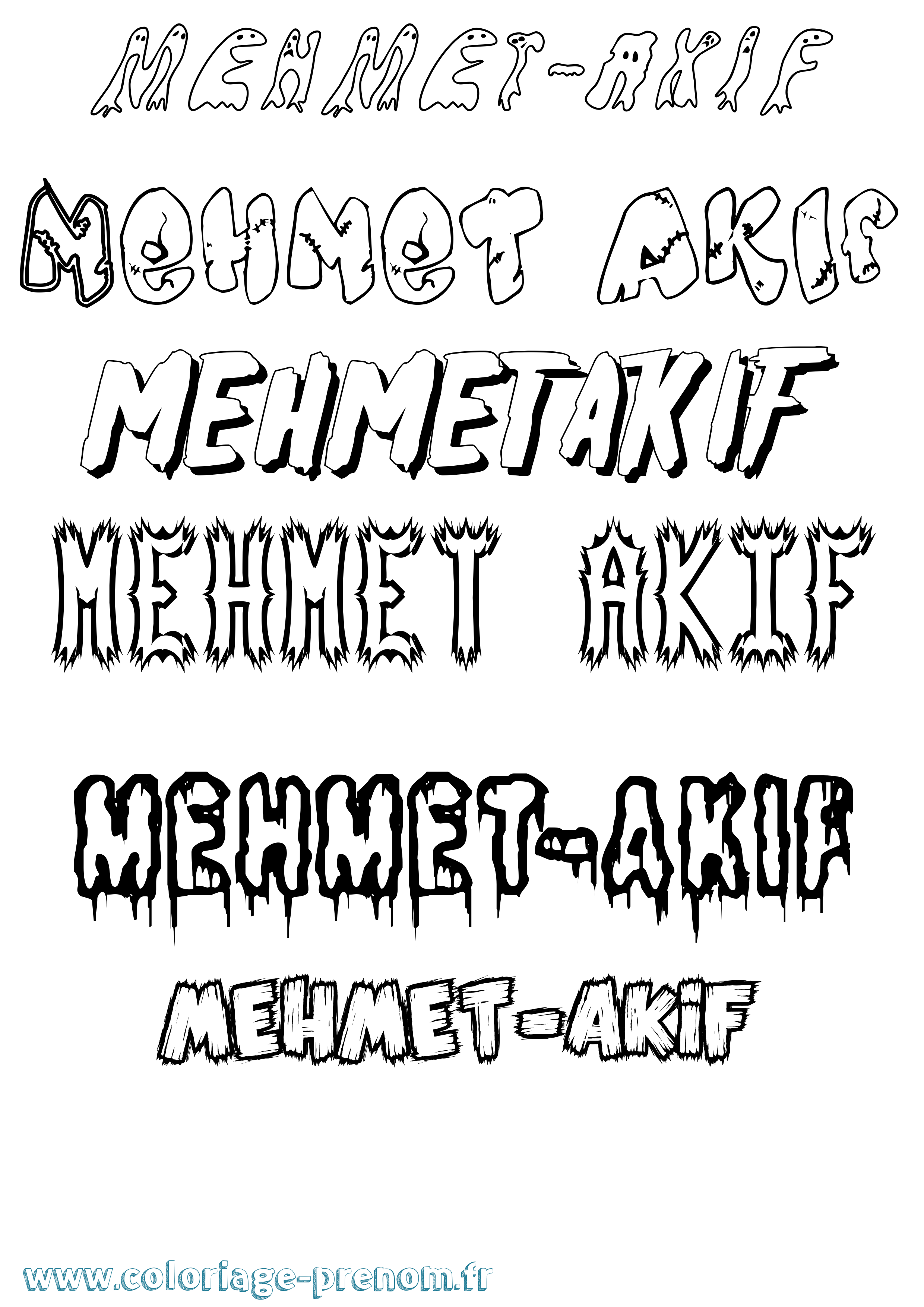 Coloriage Mehmet-Akif Frisson Coloriage prénom Mehmet-Akif Frisson