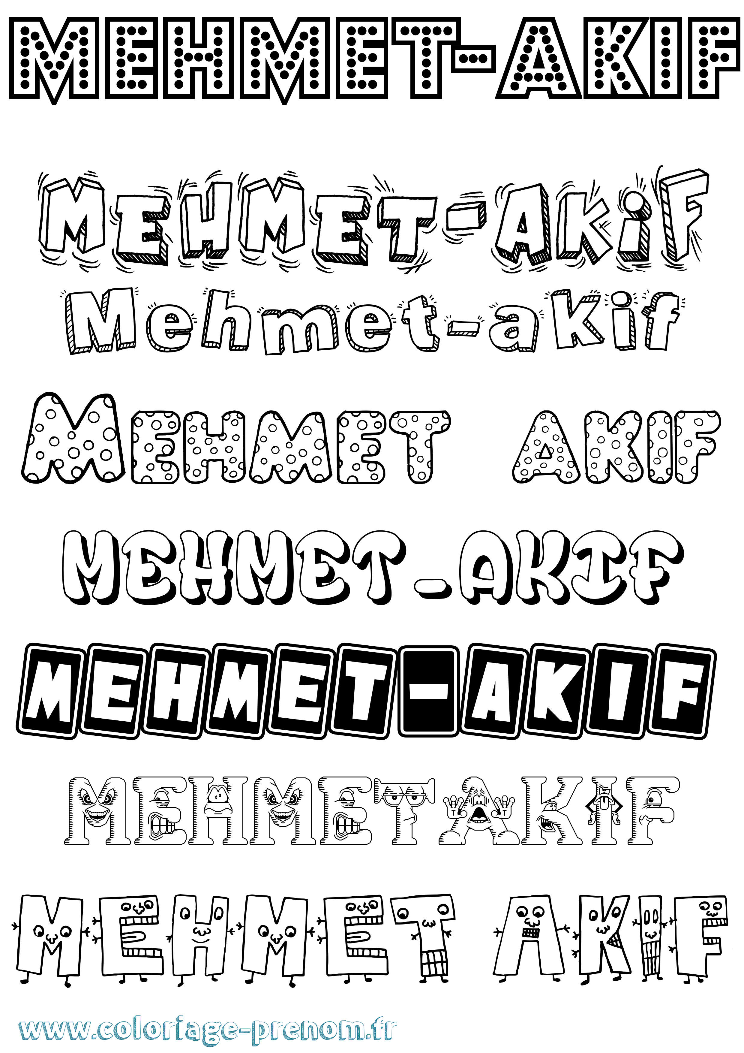Coloriage Mehmet-Akif Fun Coloriage prénom Mehmet-Akif Fun