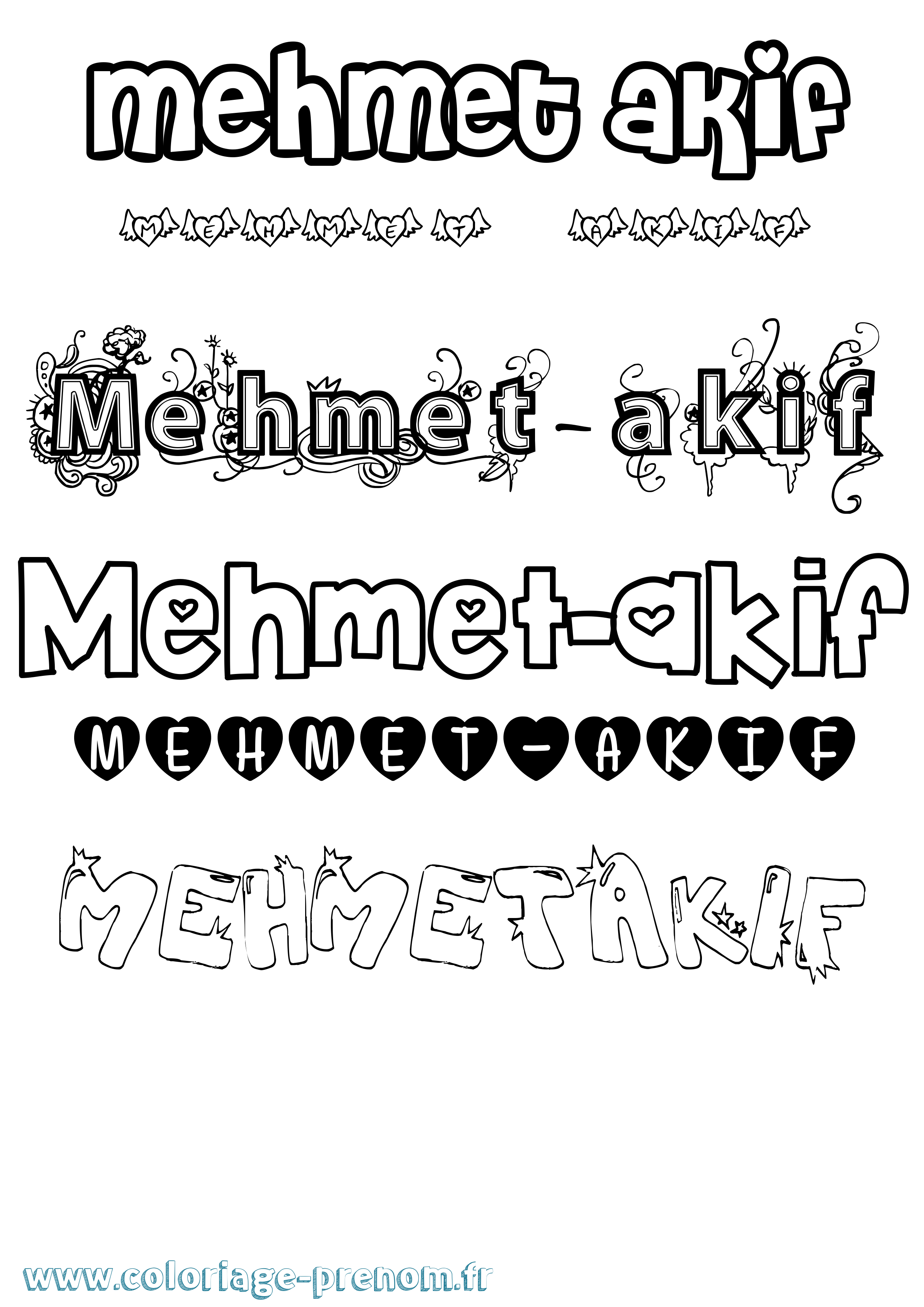 Coloriage Mehmet-Akif Girly Coloriage prénom Mehmet-Akif Girly