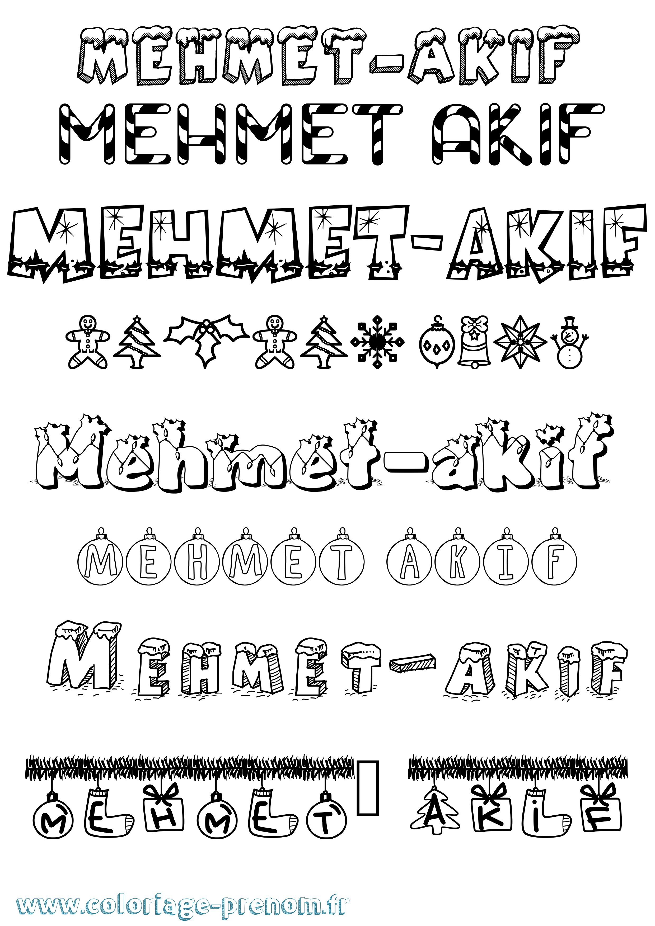 Coloriage Mehmet-Akif Noël Coloriage prénom Mehmet-Akif Noël