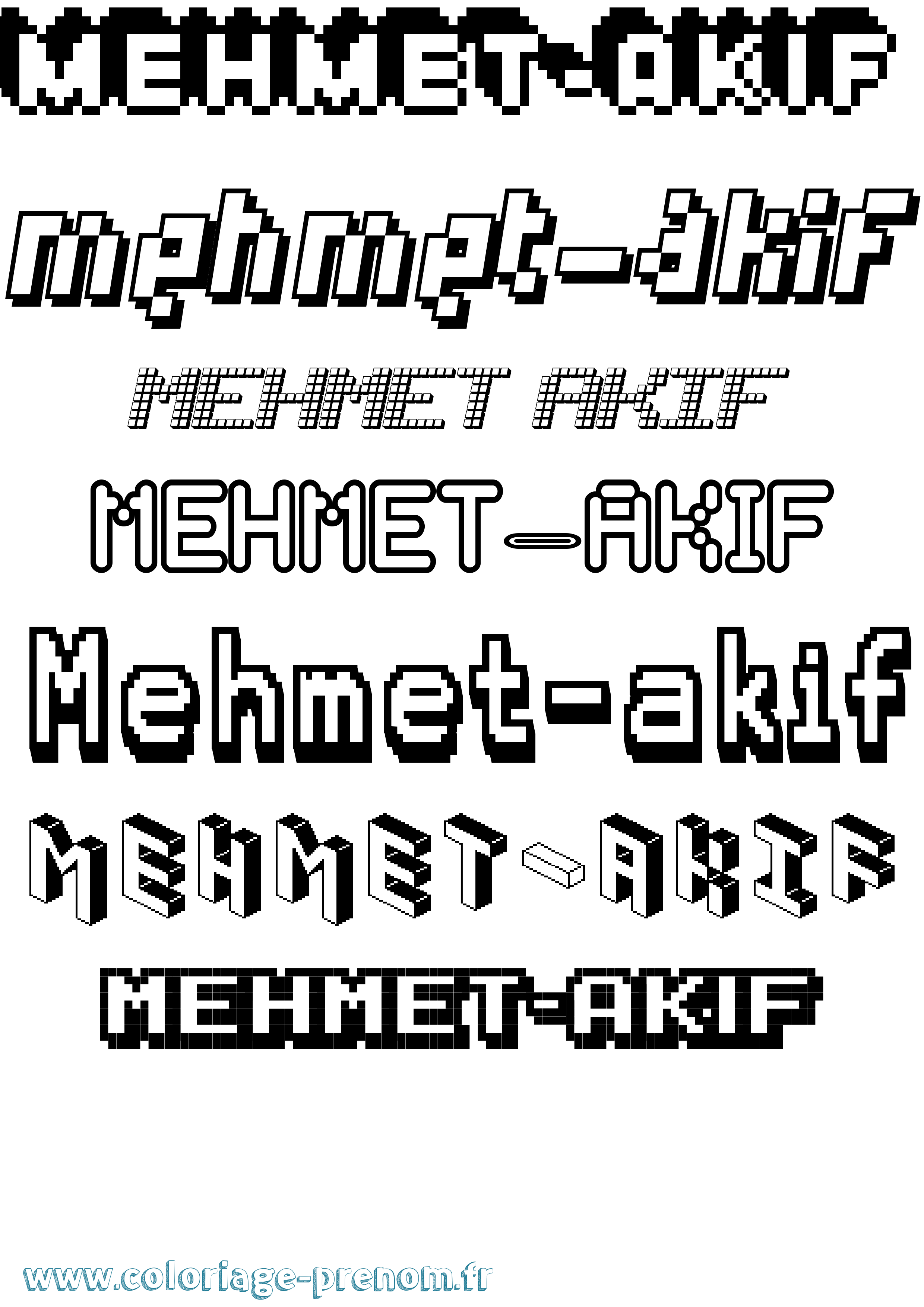 Coloriage Mehmet-Akif Pixel Coloriage prénom Mehmet-Akif Pixel