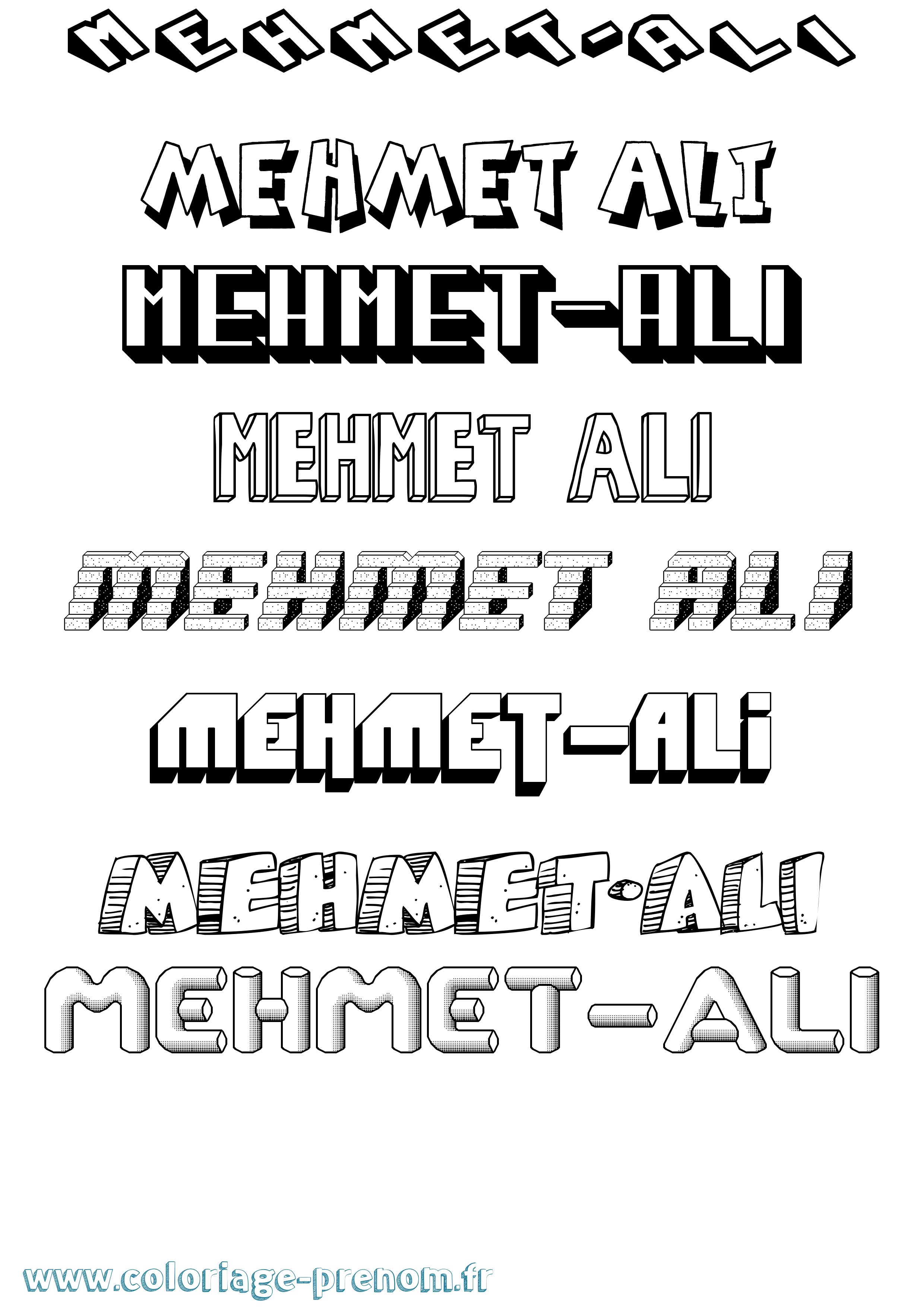 Coloriage Mehmet-Ali Effet 3D Coloriage prénom Mehmet-Ali Effet 3D