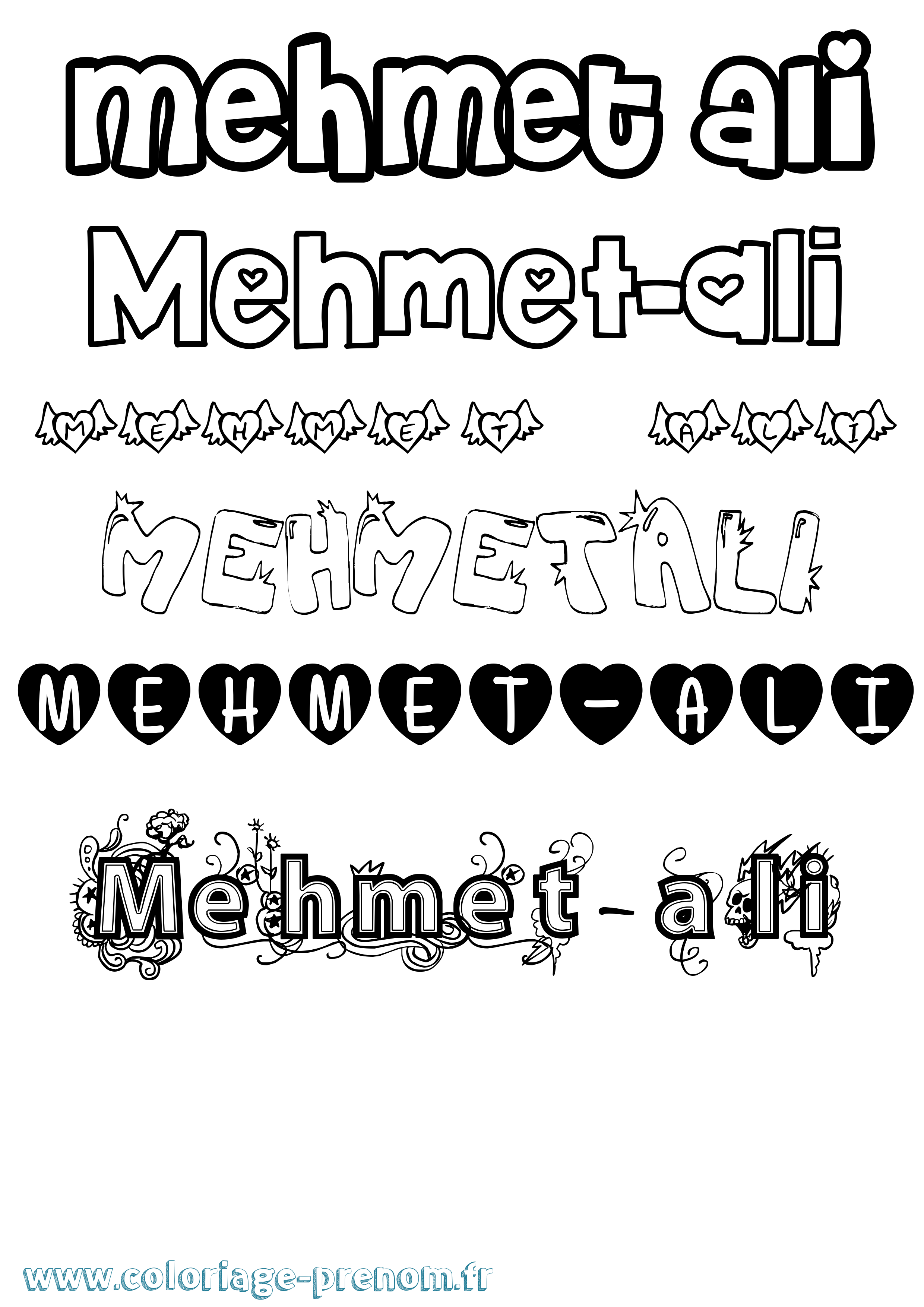 Coloriage Mehmet-Ali Girly Coloriage prénom Mehmet-Ali Girly