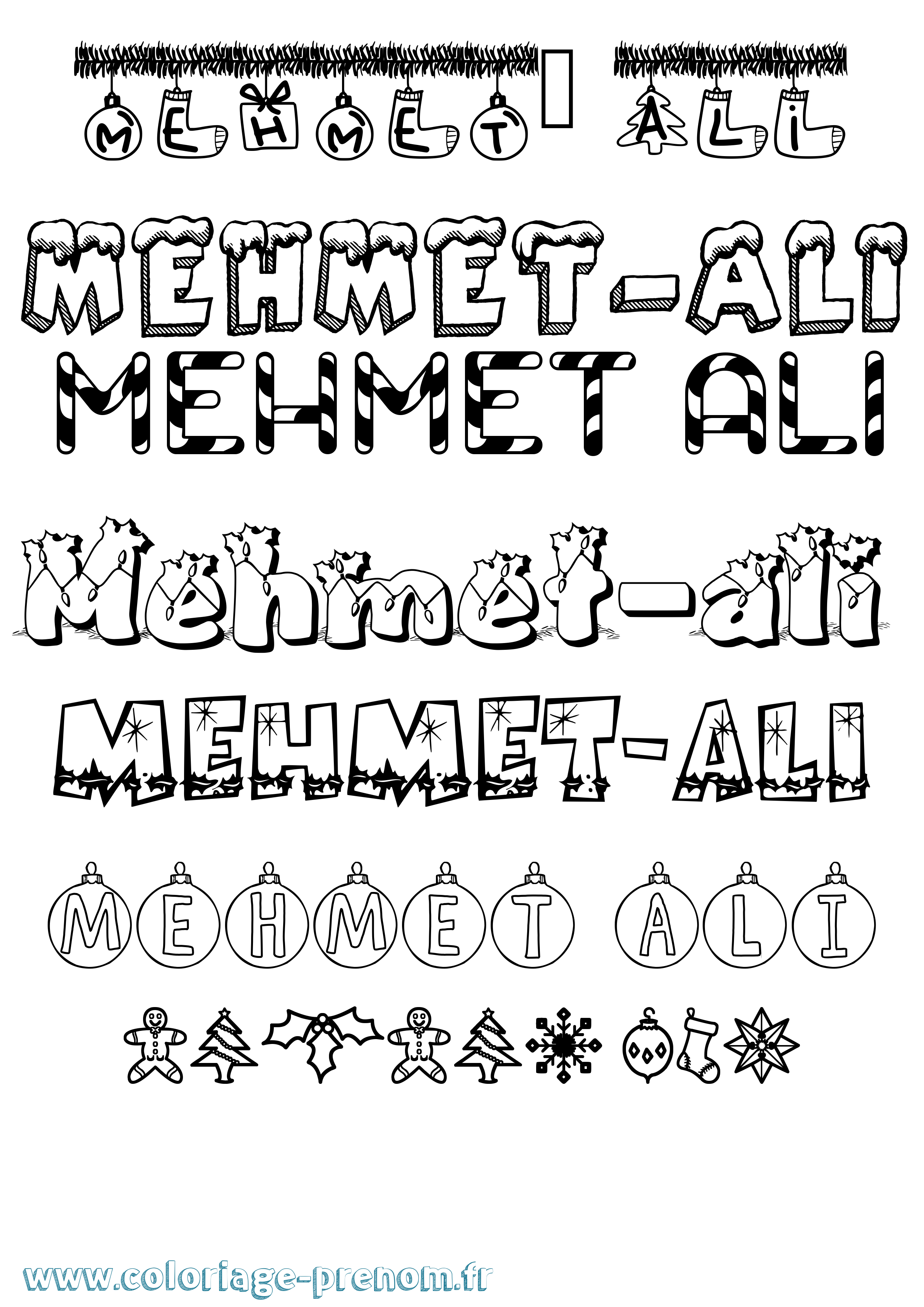 Coloriage Mehmet-Ali Noël Coloriage prénom Mehmet-Ali Noël