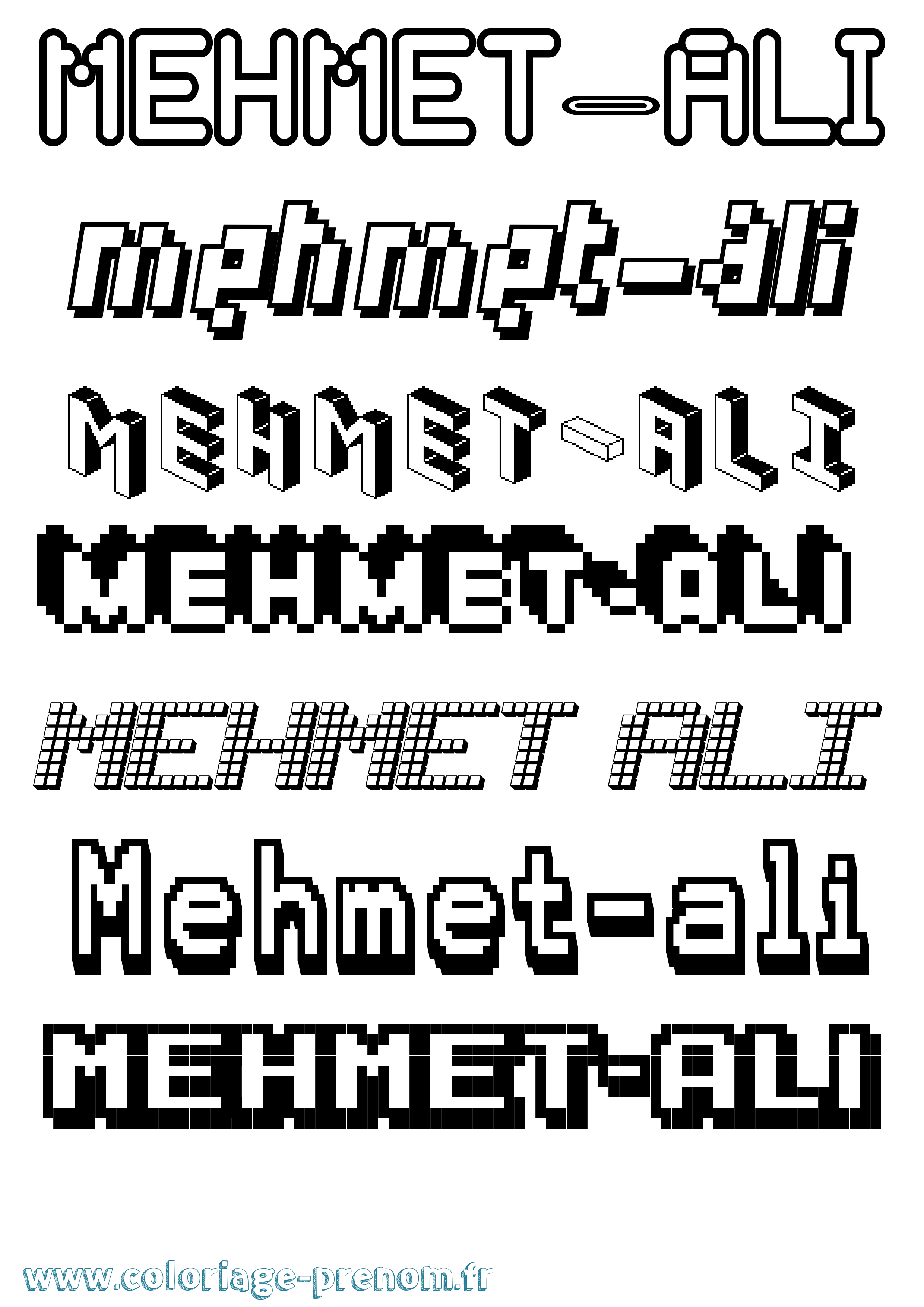 Coloriage Mehmet-Ali Pixel Coloriage prénom Mehmet-Ali Pixel