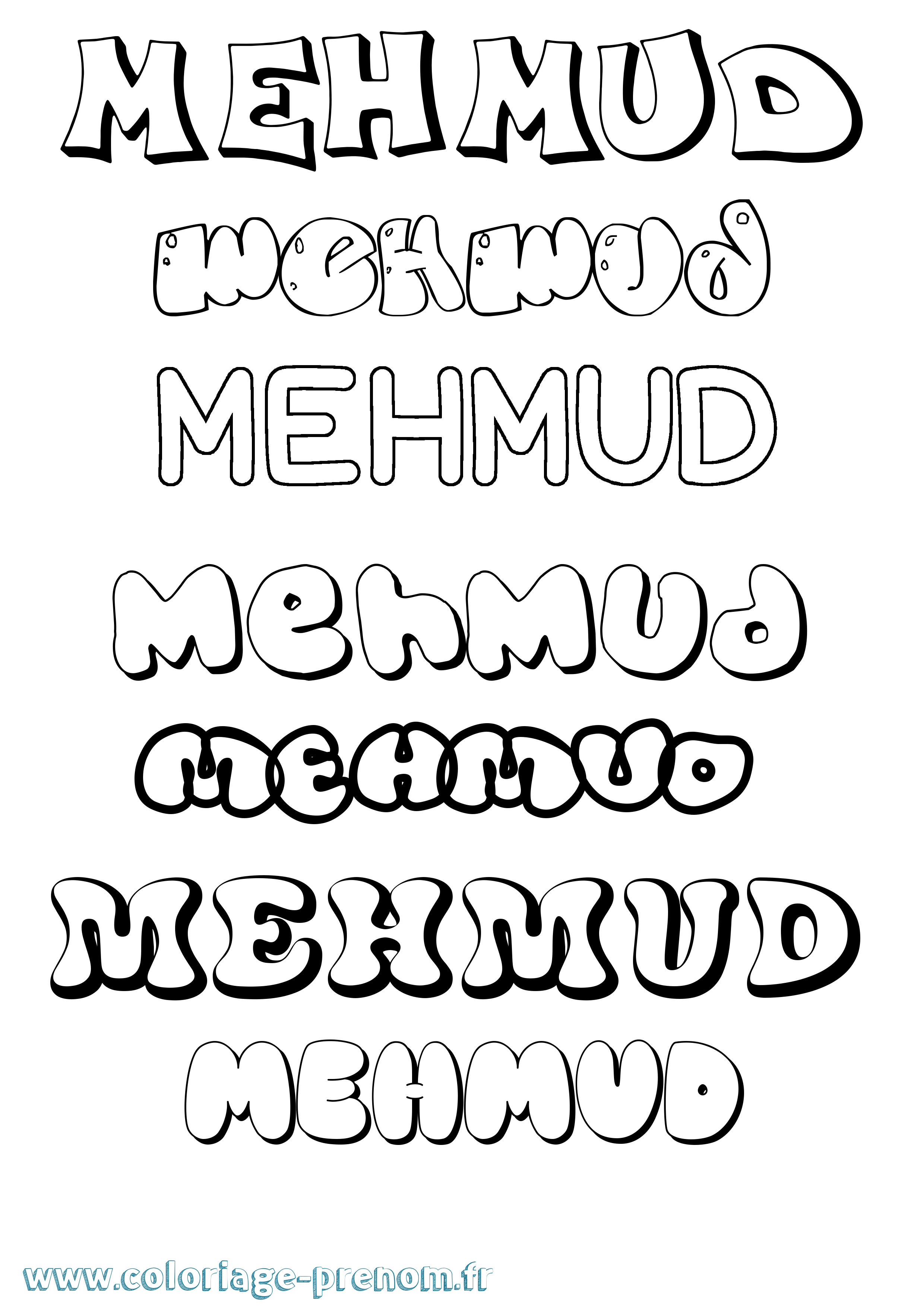 Coloriage Mehmud Bubble Coloriage prénom Mehmud Bubble