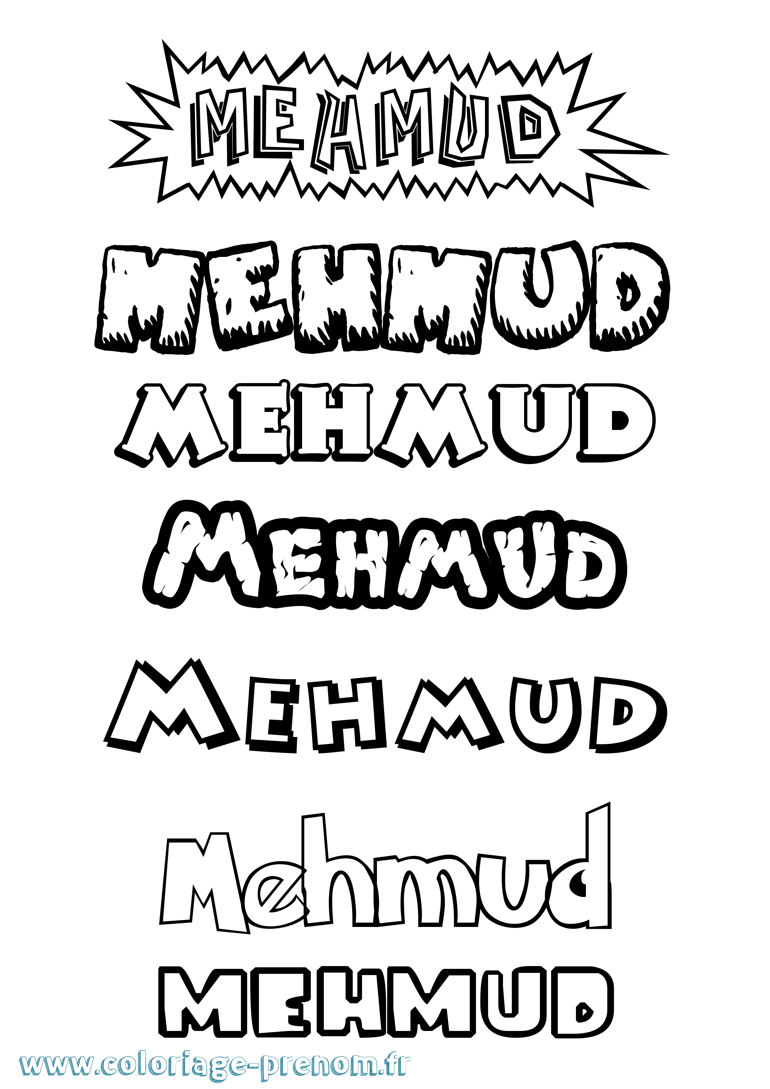 Coloriage Mehmud Dessin Animé Coloriage prénom Mehmud Dessin Animé