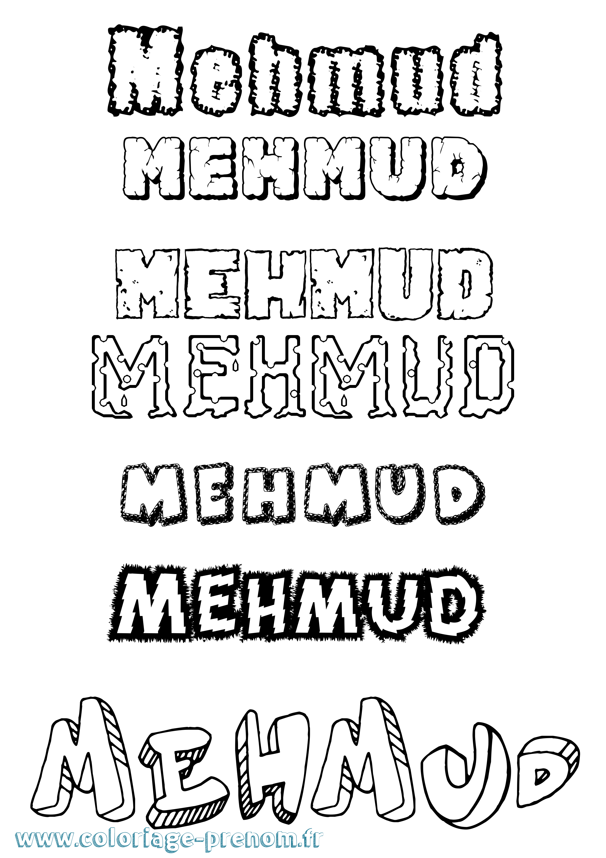 Coloriage Mehmud Destructuré Coloriage prénom Mehmud Destructuré