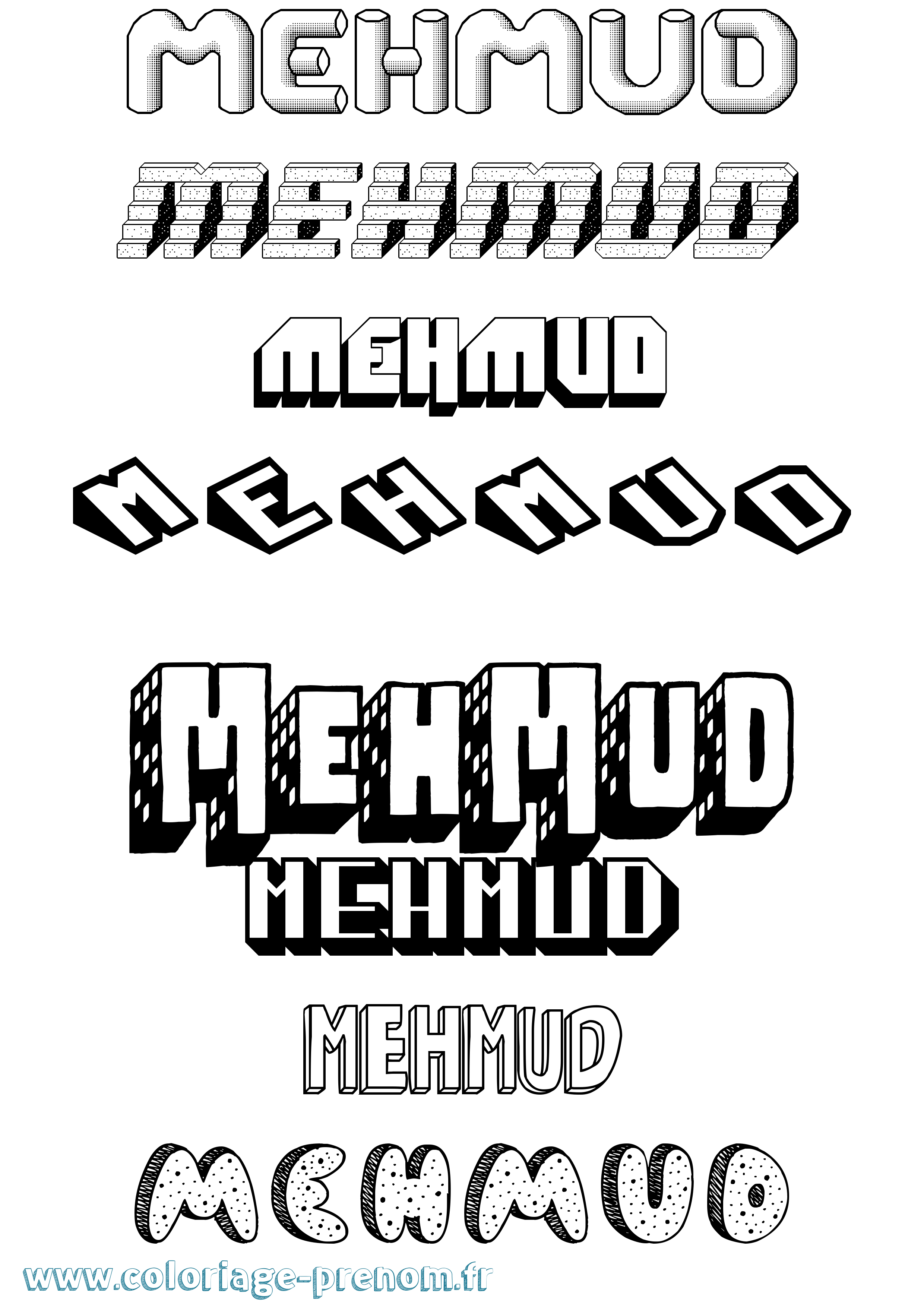 Coloriage Mehmud Effet 3D Coloriage prénom Mehmud Effet 3D