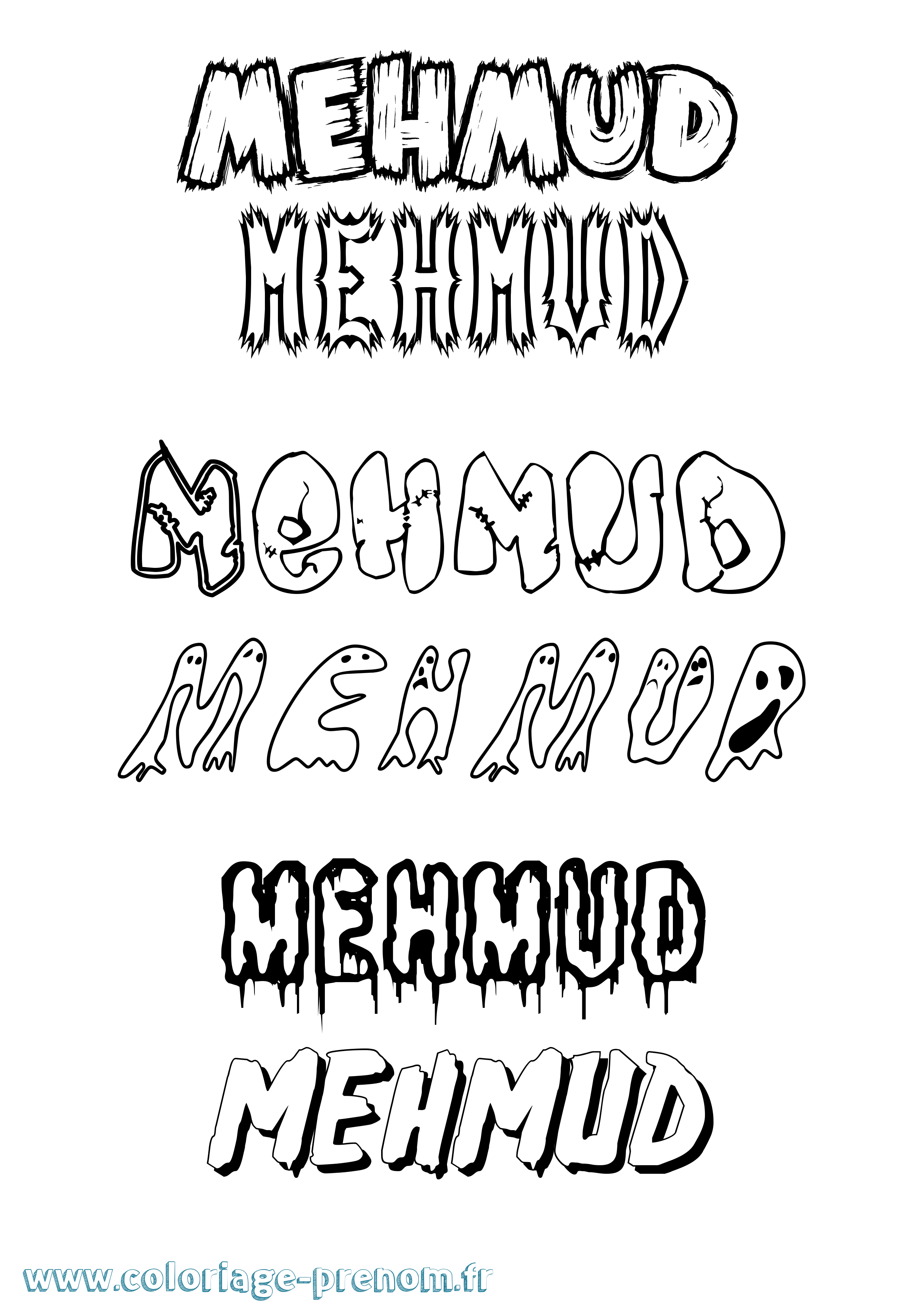 Coloriage Mehmud Frisson Coloriage prénom Mehmud Frisson