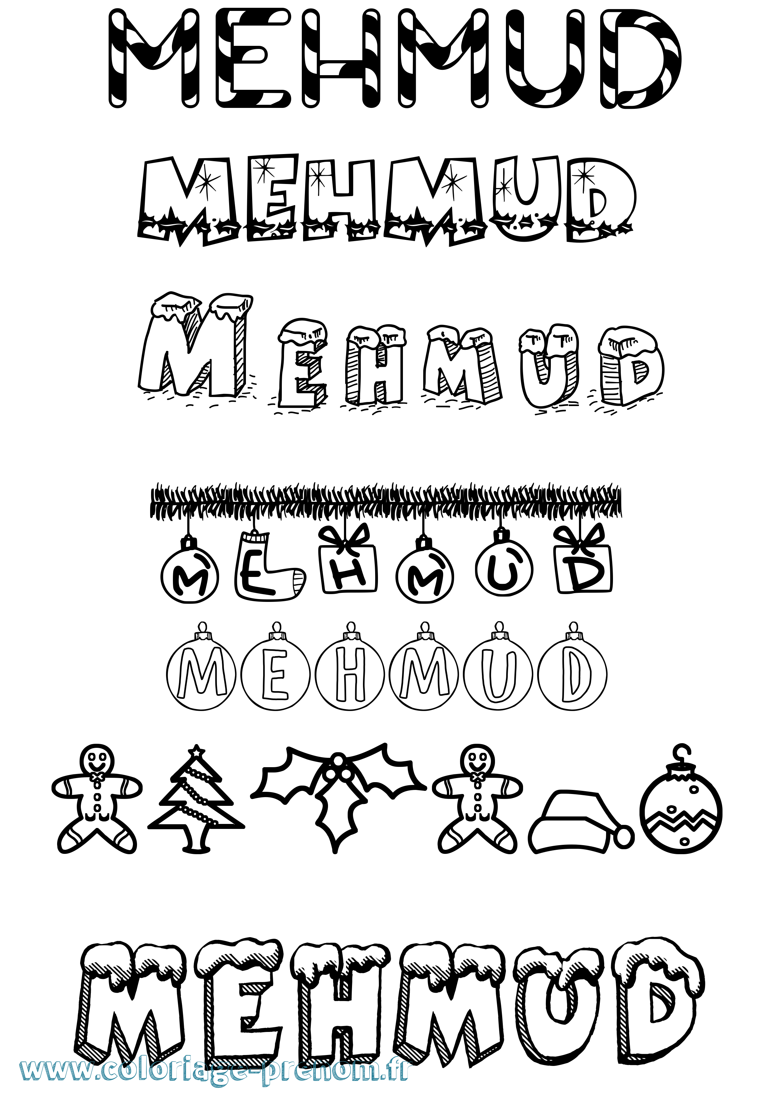 Coloriage Mehmud Noël Coloriage prénom Mehmud Noël