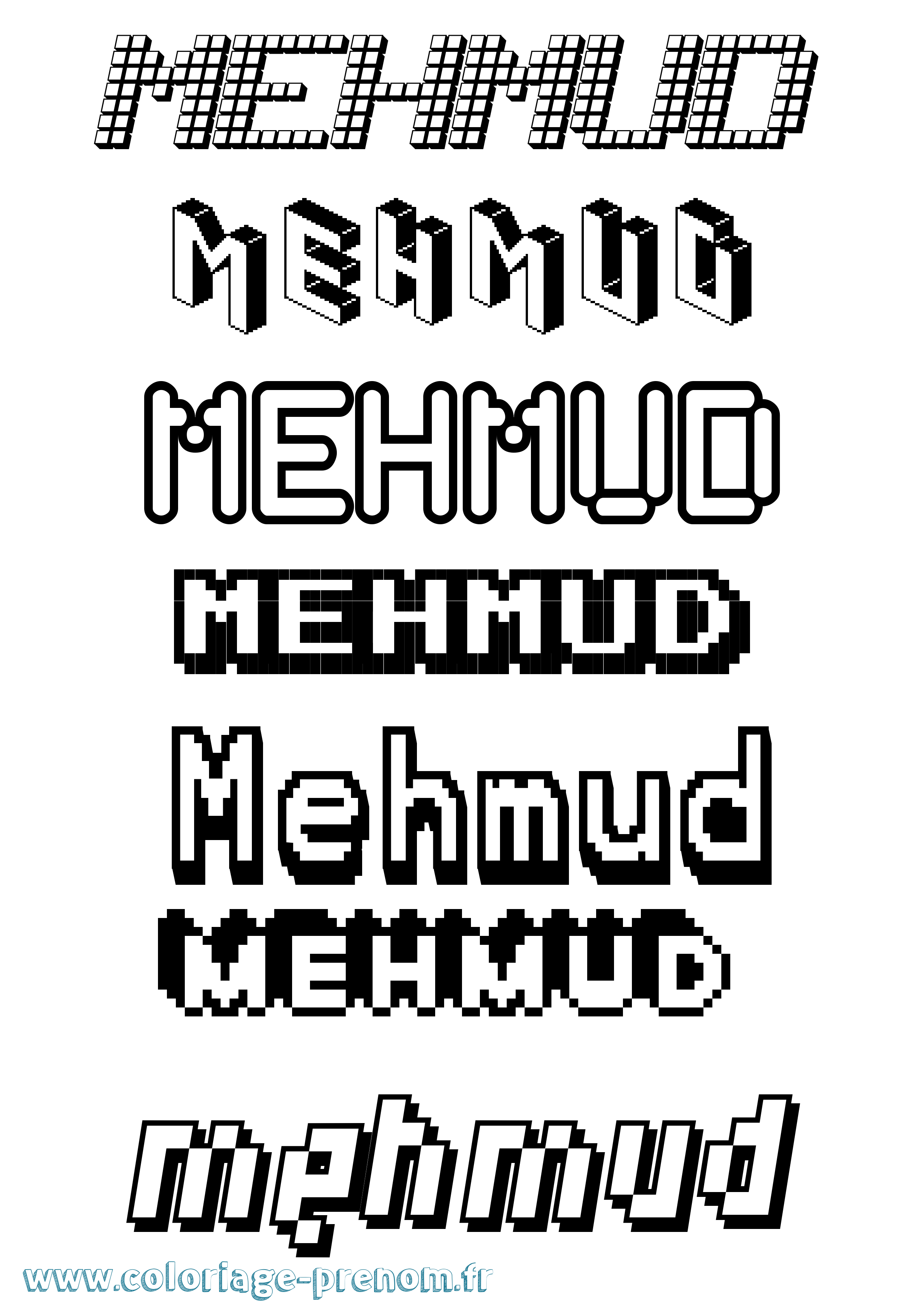 Coloriage Mehmud Pixel Coloriage prénom Mehmud Pixel