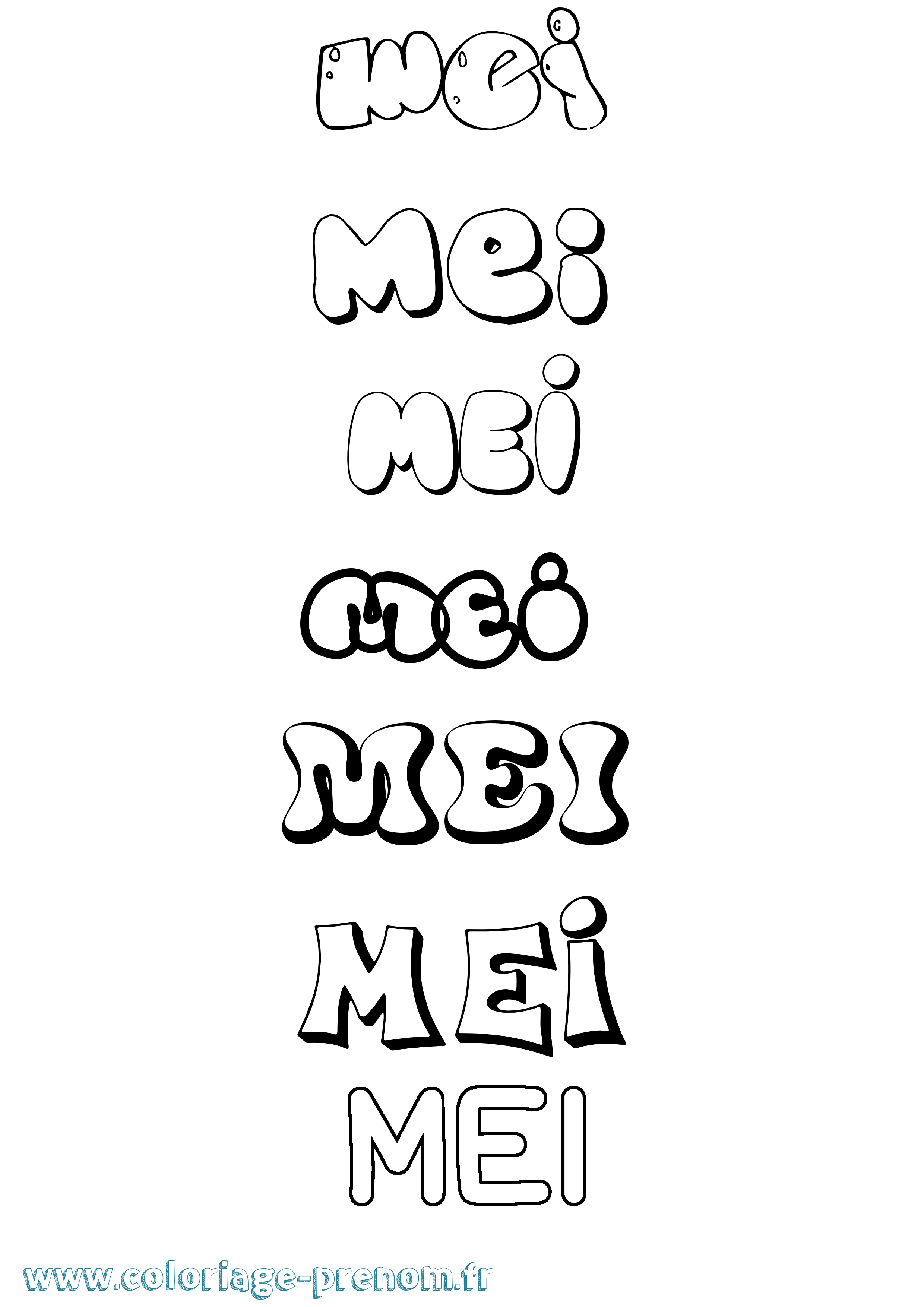 Coloriage Mei Bubble Coloriage prénom Mei Bubble