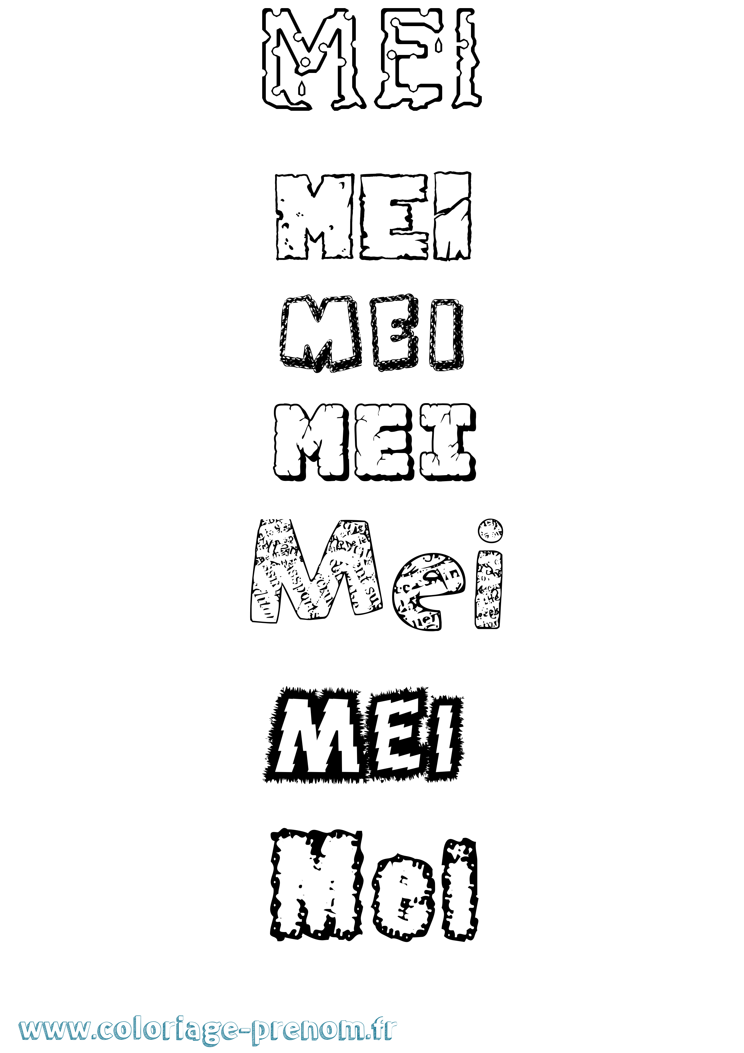 Coloriage Mei Destructuré Coloriage prénom Mei Destructuré