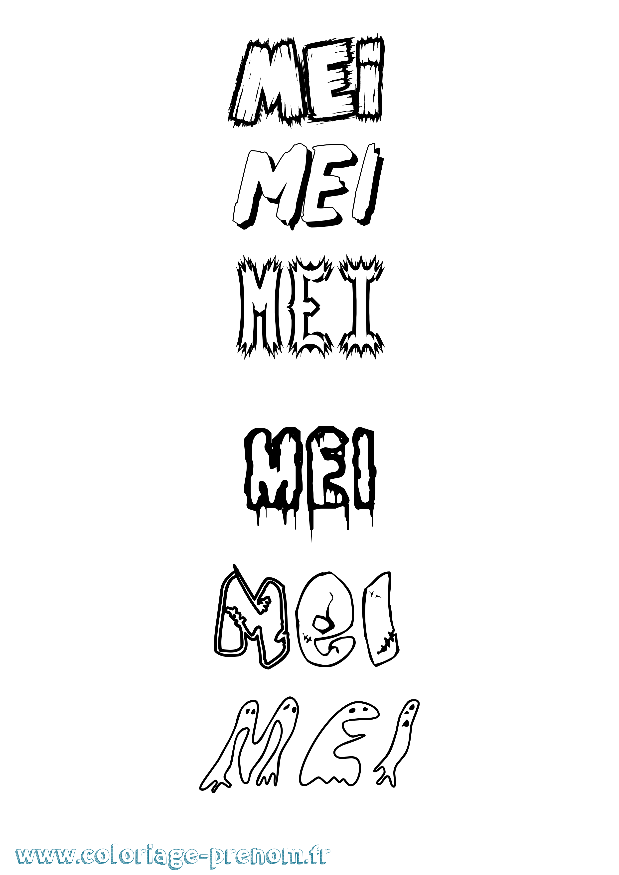 Coloriage Mei Frisson Coloriage prénom Mei Frisson