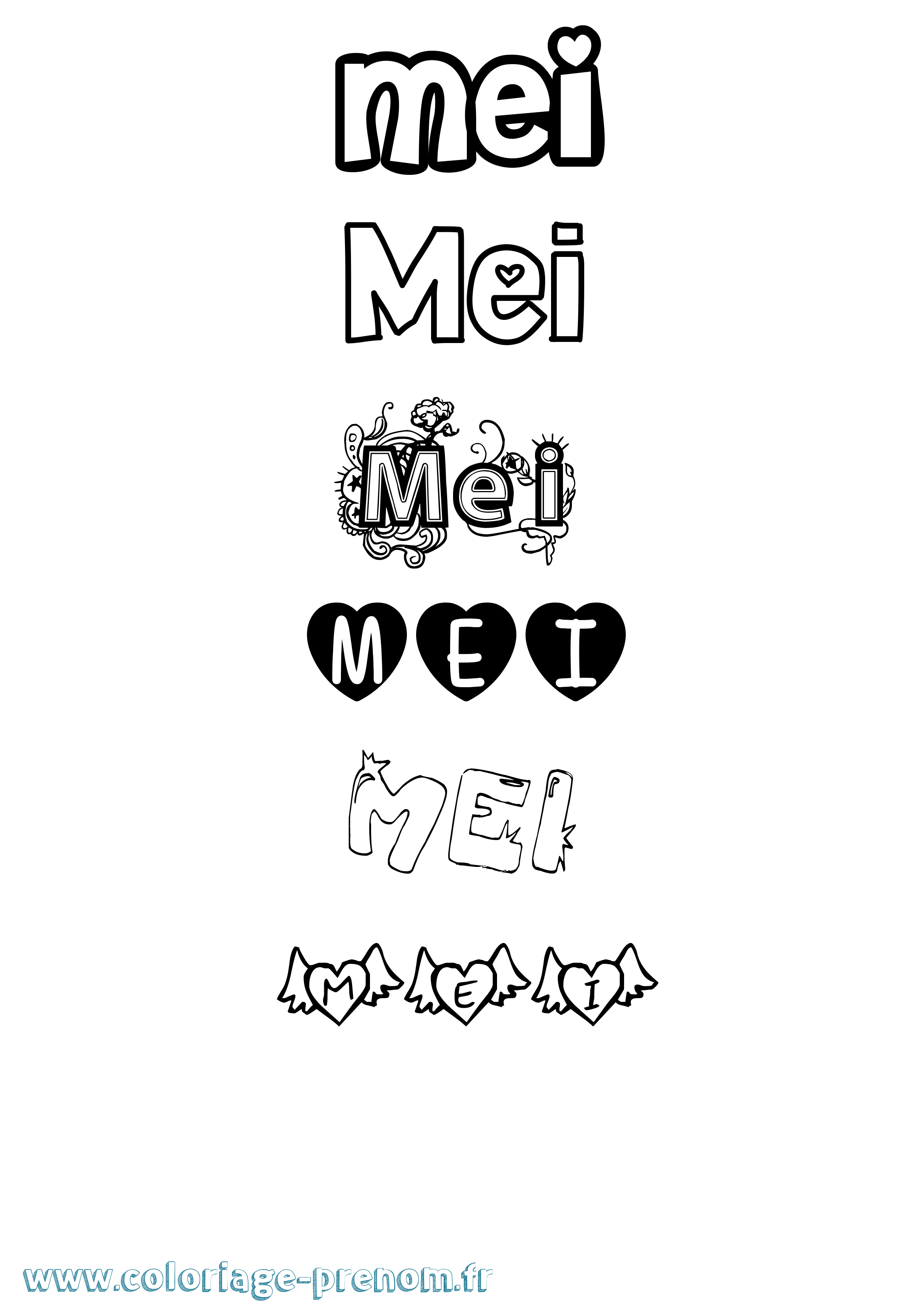 Coloriage Mei Girly Coloriage prénom Mei Girly