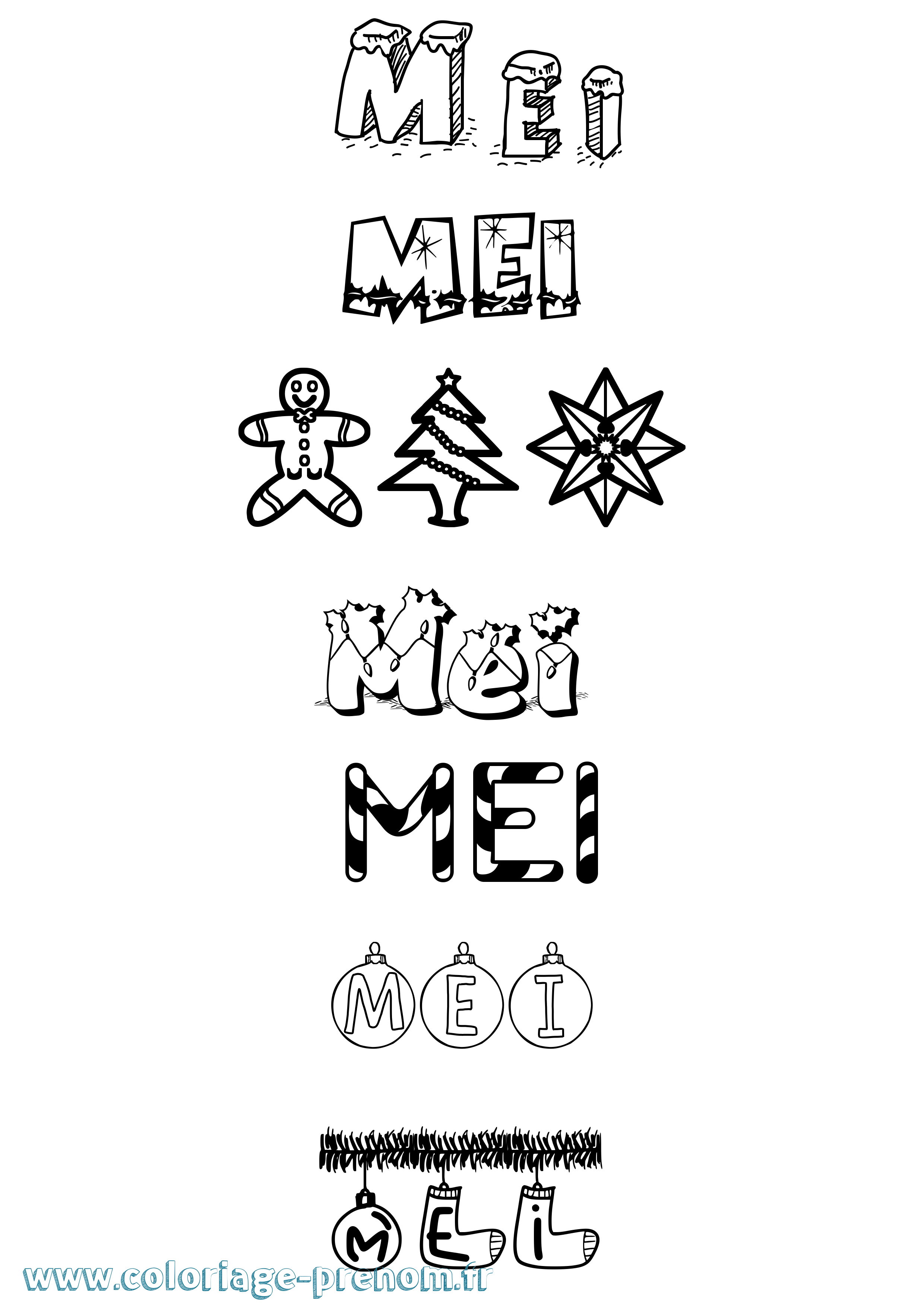 Coloriage Mei Noël Coloriage prénom Mei Noël