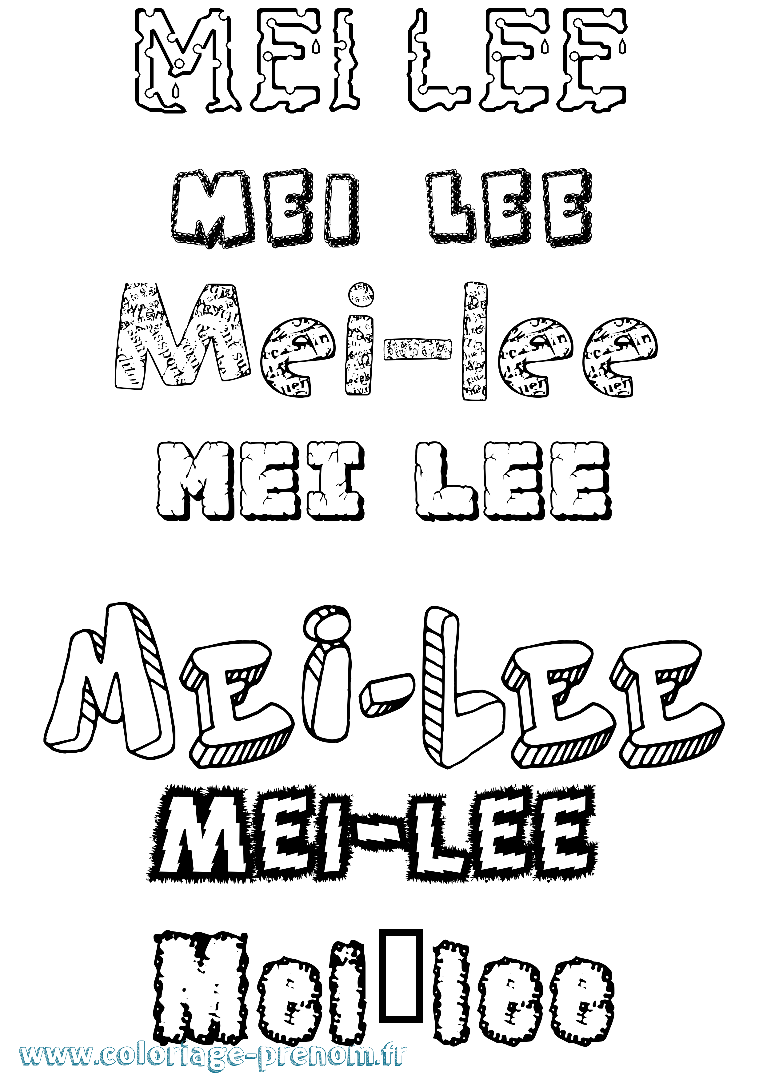 Coloriage Mei-Lee Destructuré Coloriage prénom Mei-Lee Destructuré