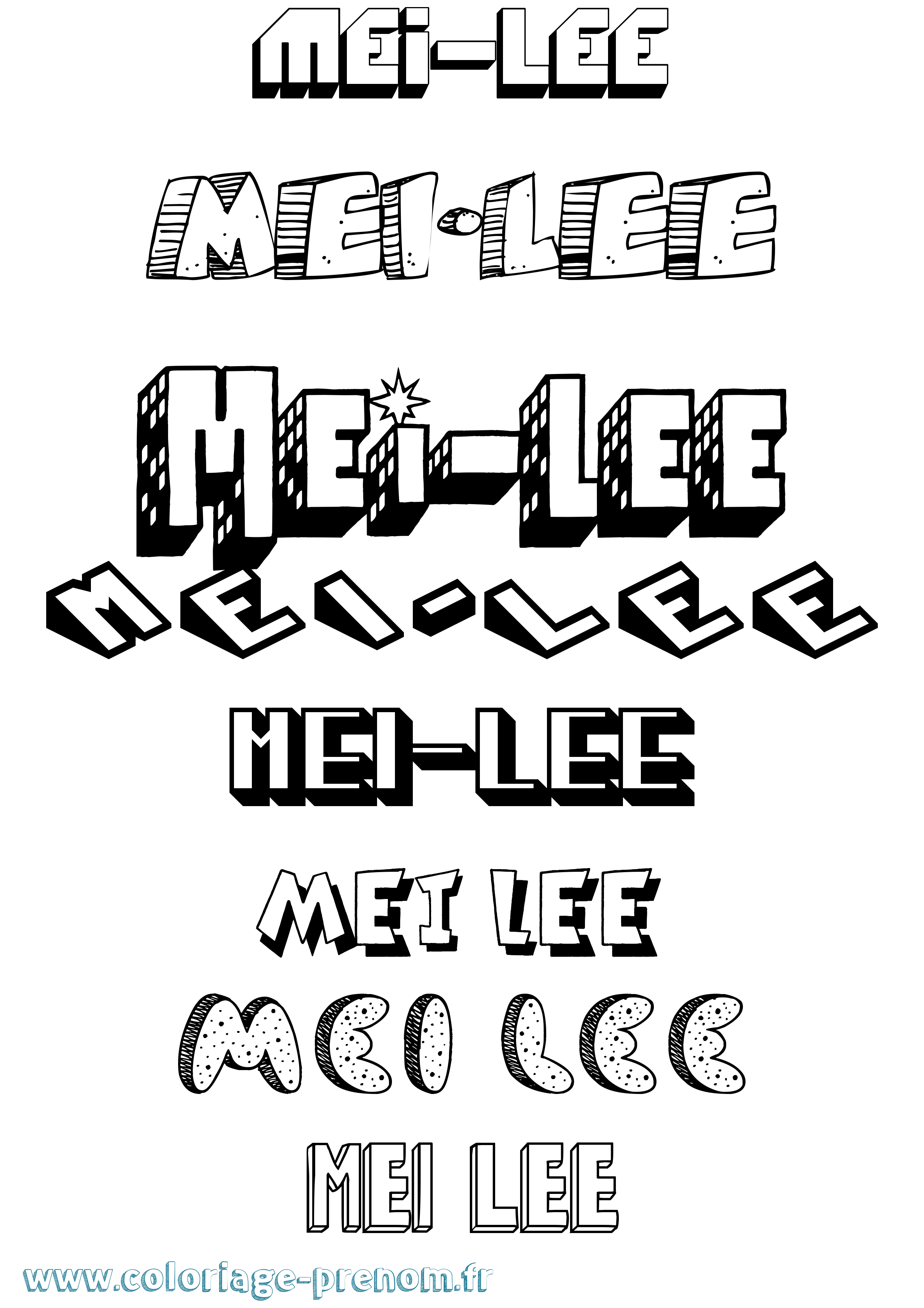 Coloriage Mei-Lee Effet 3D Coloriage prénom Mei-Lee Effet 3D