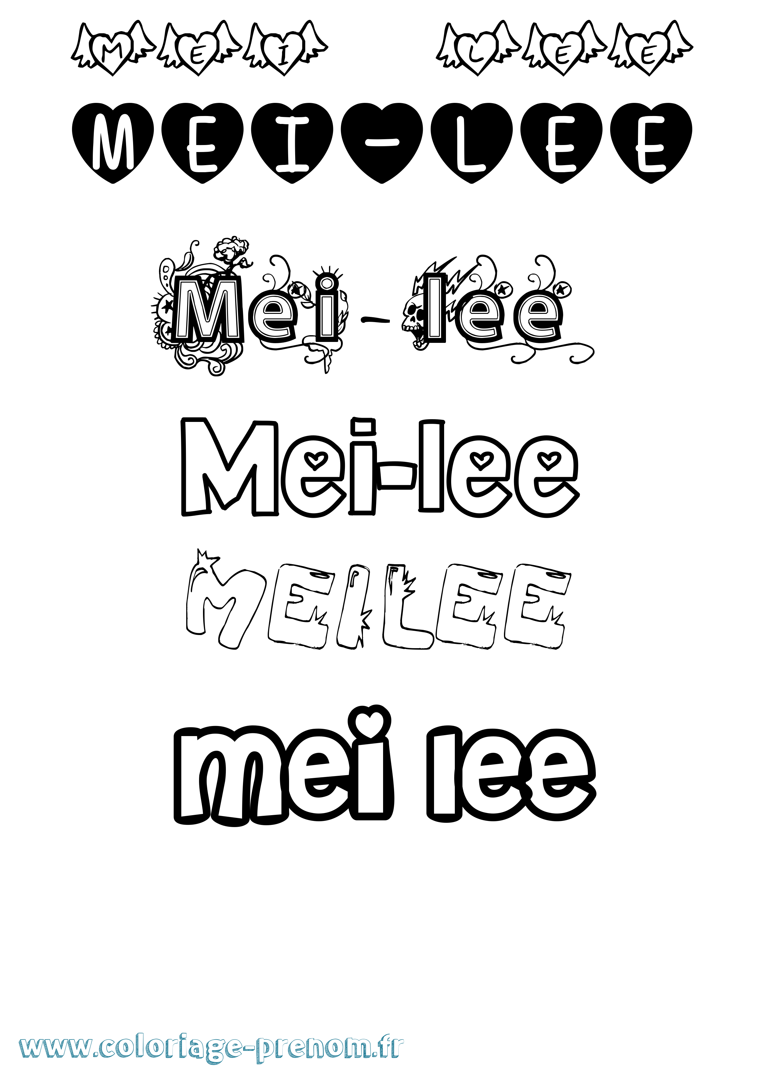 Coloriage Mei-Lee Girly Coloriage prénom Mei-Lee Girly