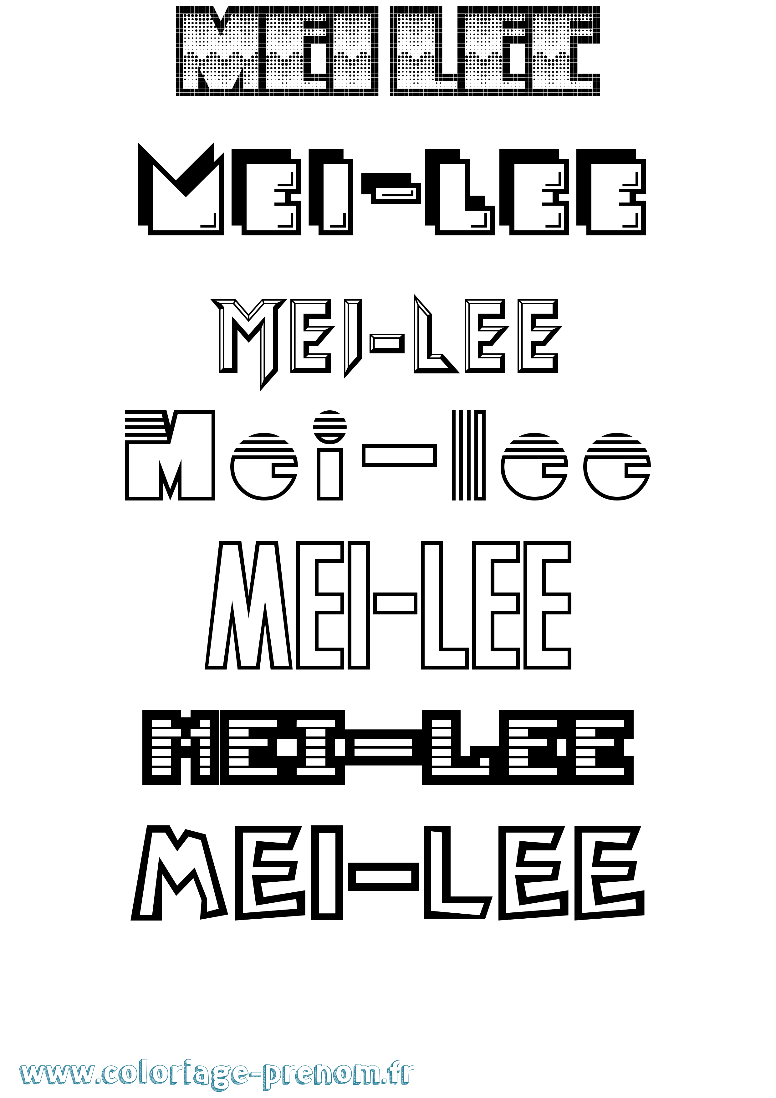 Coloriage Mei-Lee Jeux Vidéos Coloriage prénom Mei-Lee Jeux Vidéos