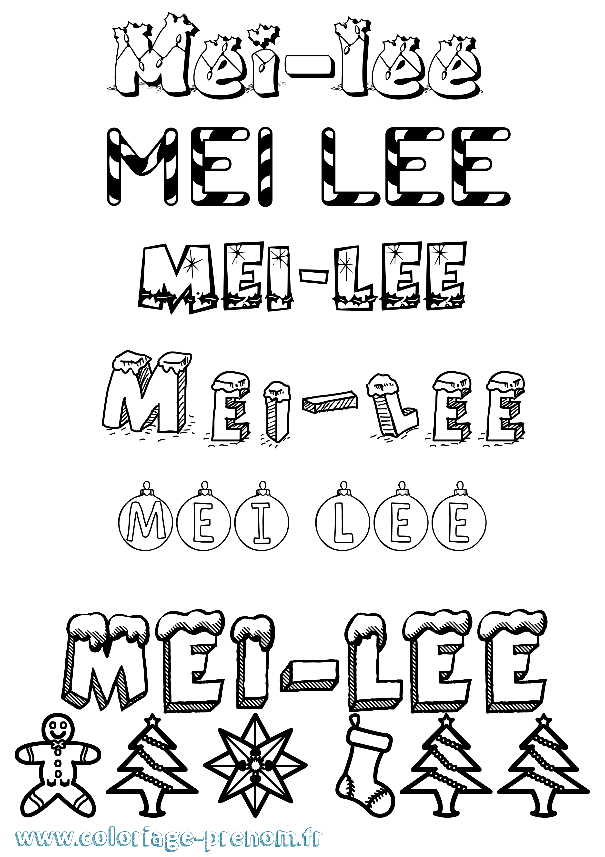 Coloriage Mei-Lee Noël Coloriage prénom Mei-Lee Noël
