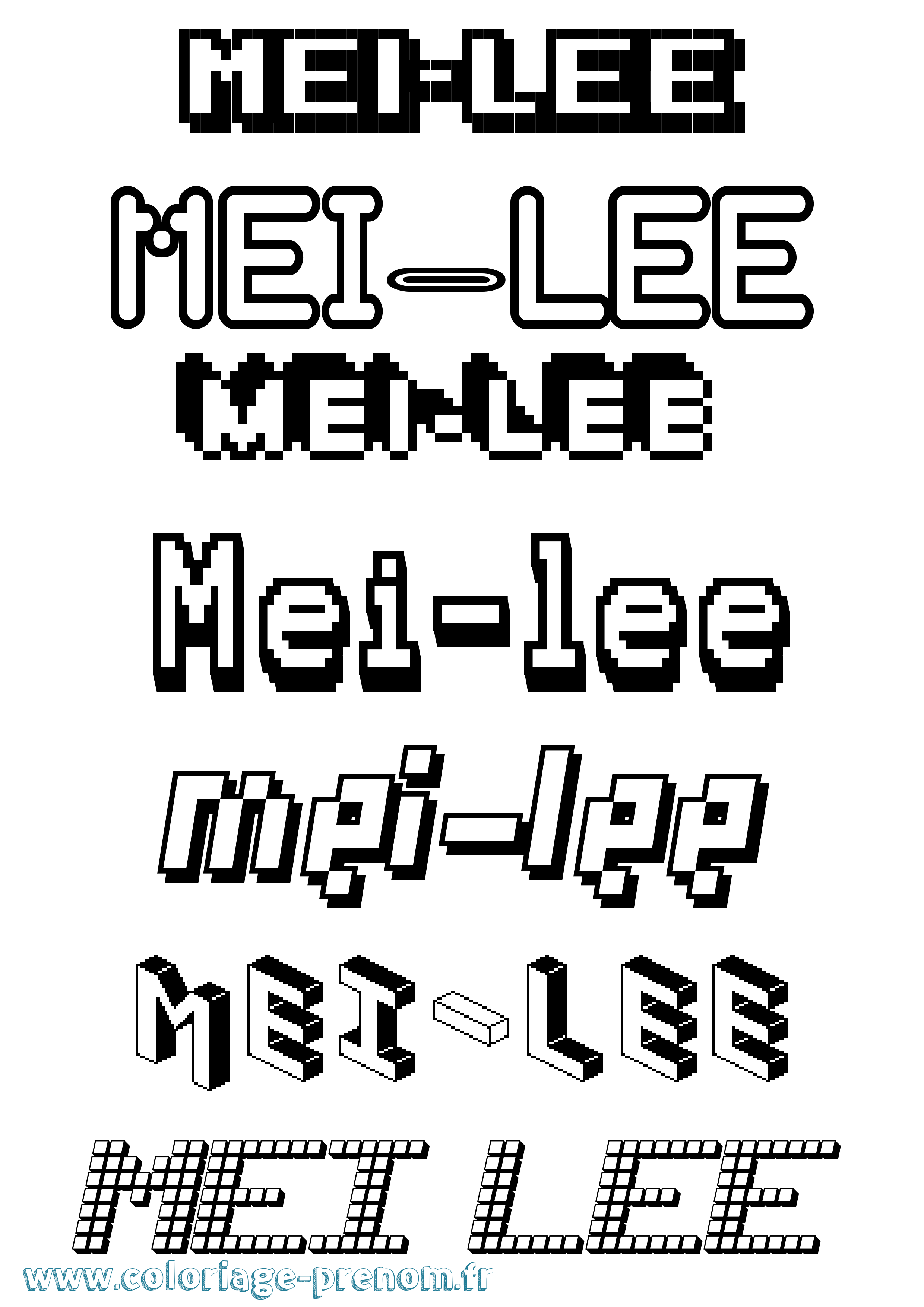Coloriage Mei-Lee Pixel Coloriage prénom Mei-Lee Pixel