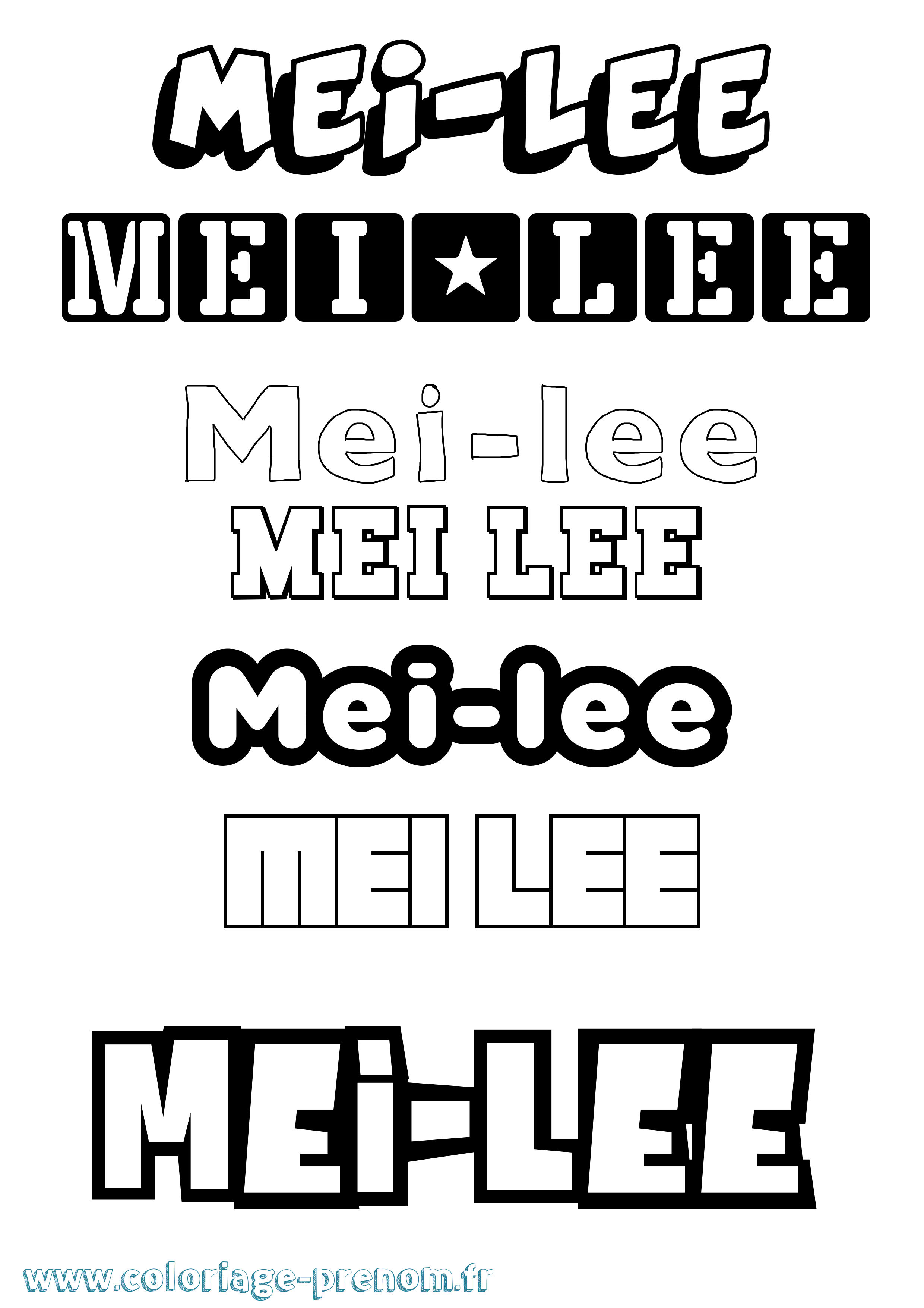 Coloriage Mei-Lee Simple Coloriage prénom Mei-Lee Simple