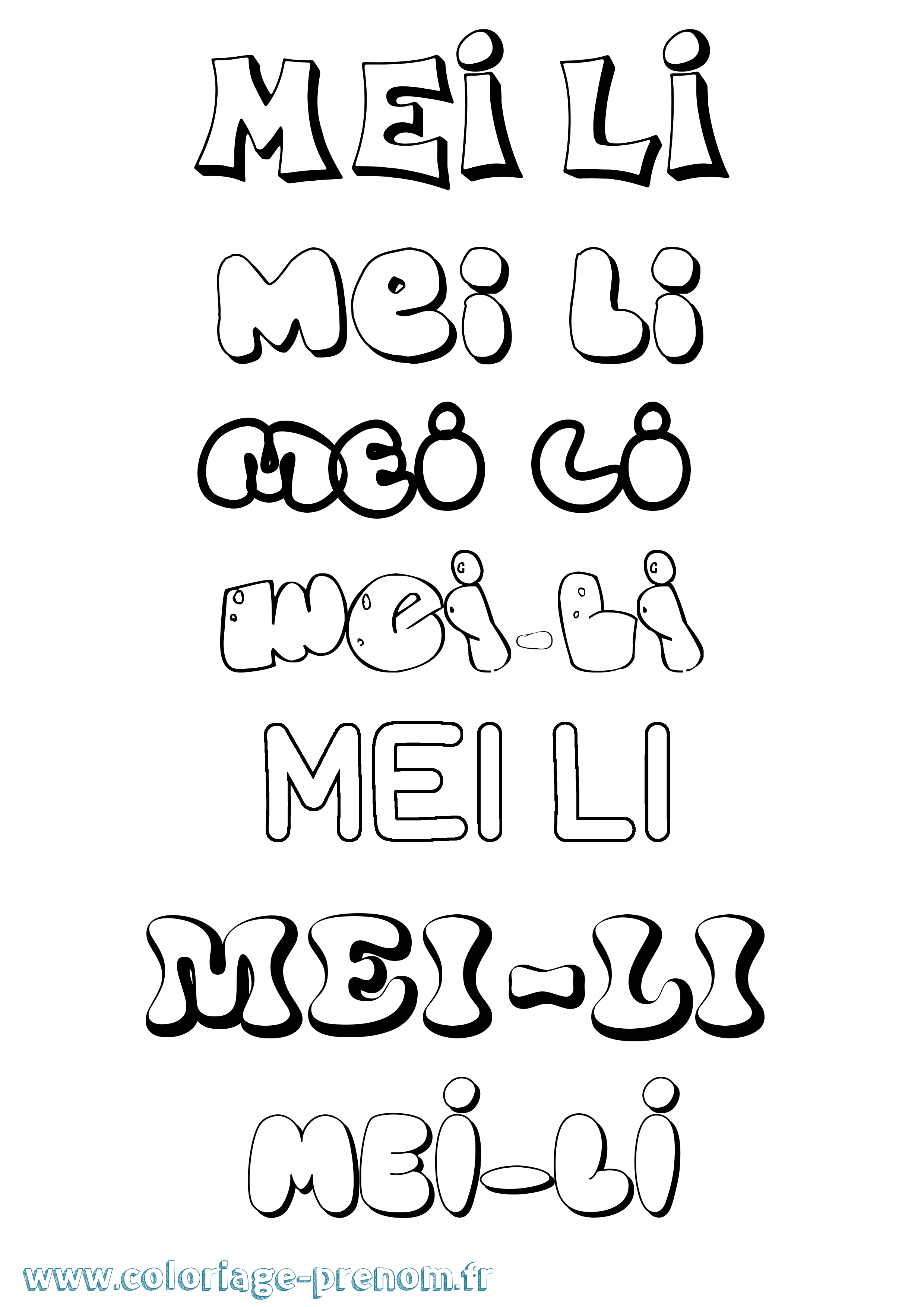 Coloriage Mei-Li Bubble Coloriage prénom Mei-Li Bubble