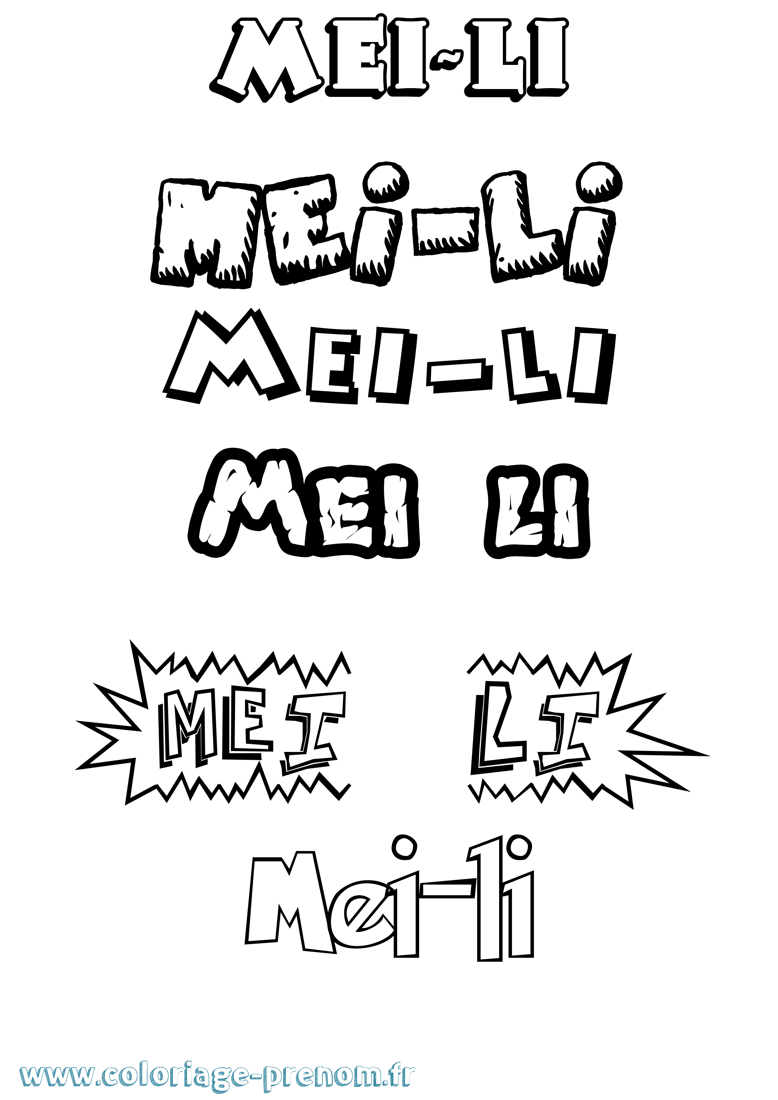 Coloriage Mei-Li Dessin Animé Coloriage prénom Mei-Li Dessin Animé