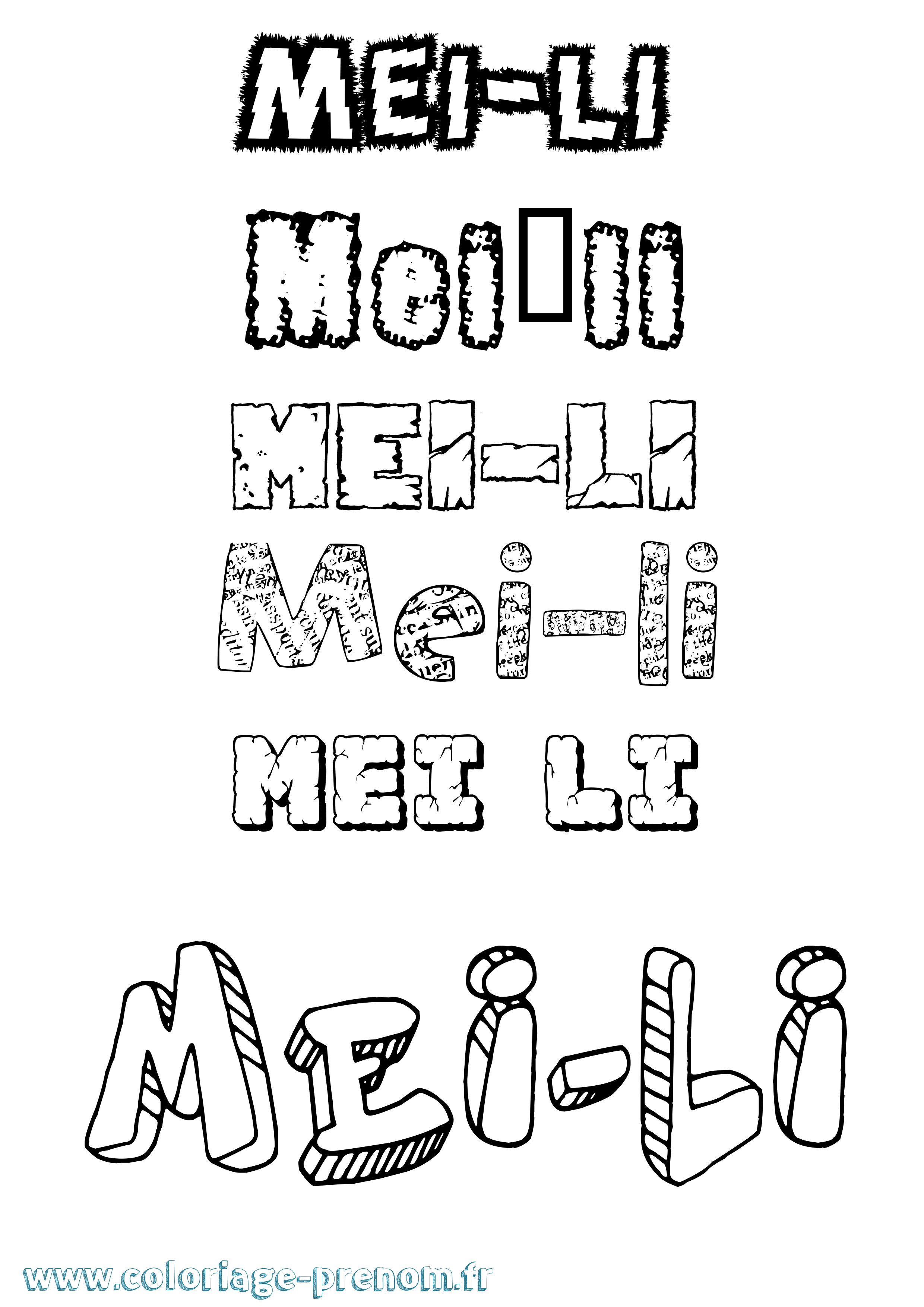 Coloriage Mei-Li Destructuré Coloriage prénom Mei-Li Destructuré