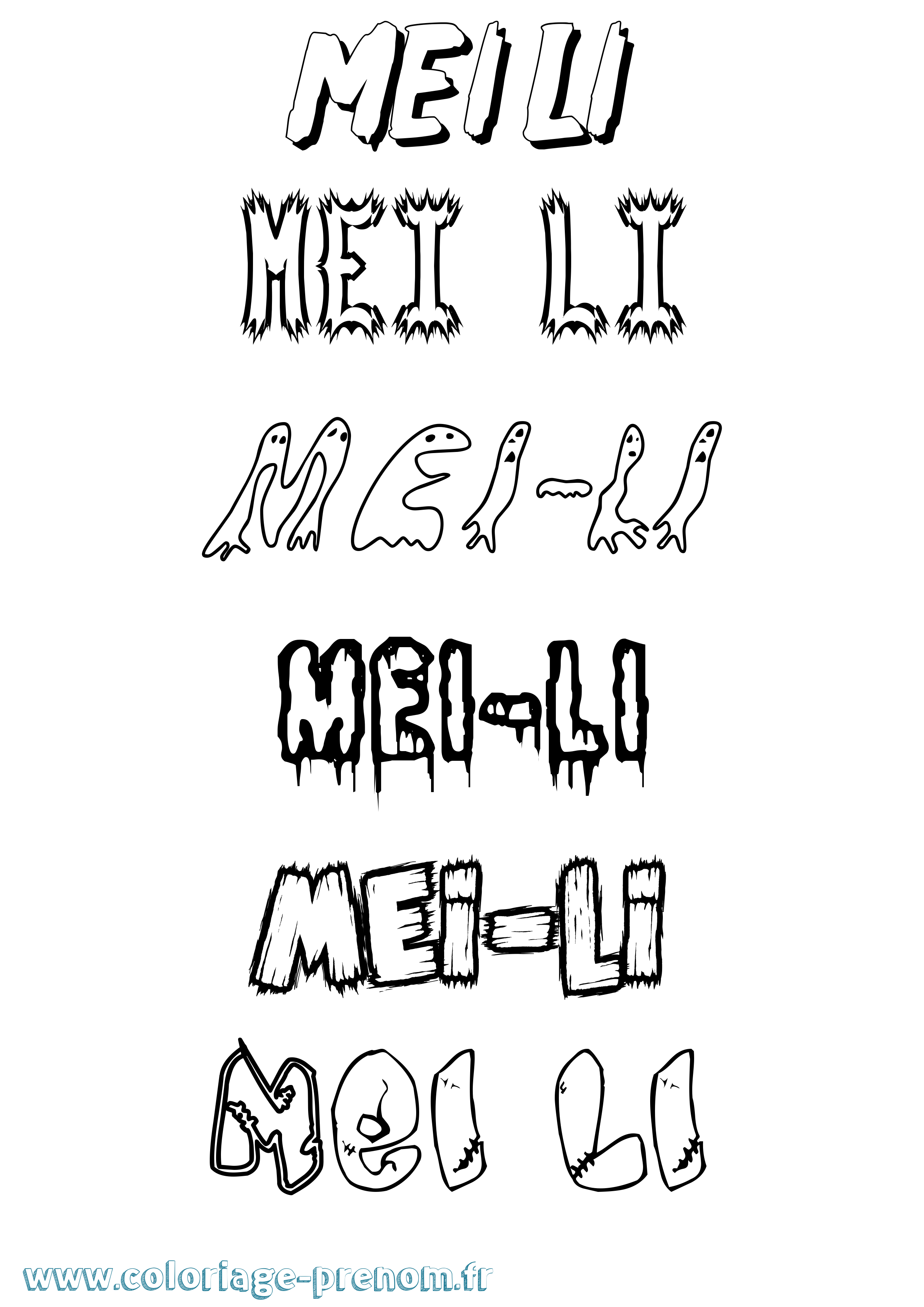 Coloriage Mei-Li Frisson Coloriage prénom Mei-Li Frisson