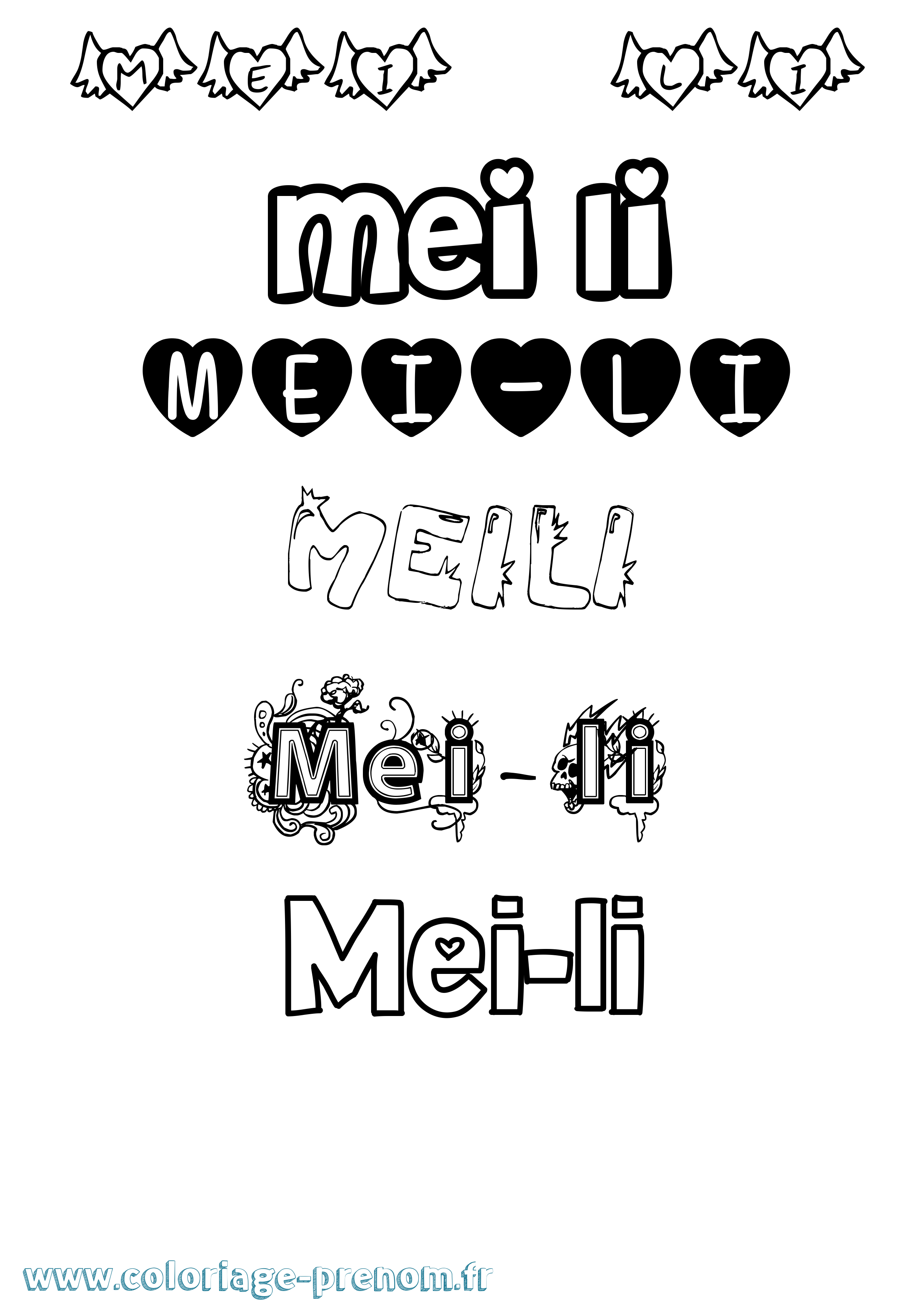 Coloriage Mei-Li Girly Coloriage prénom Mei-Li Girly