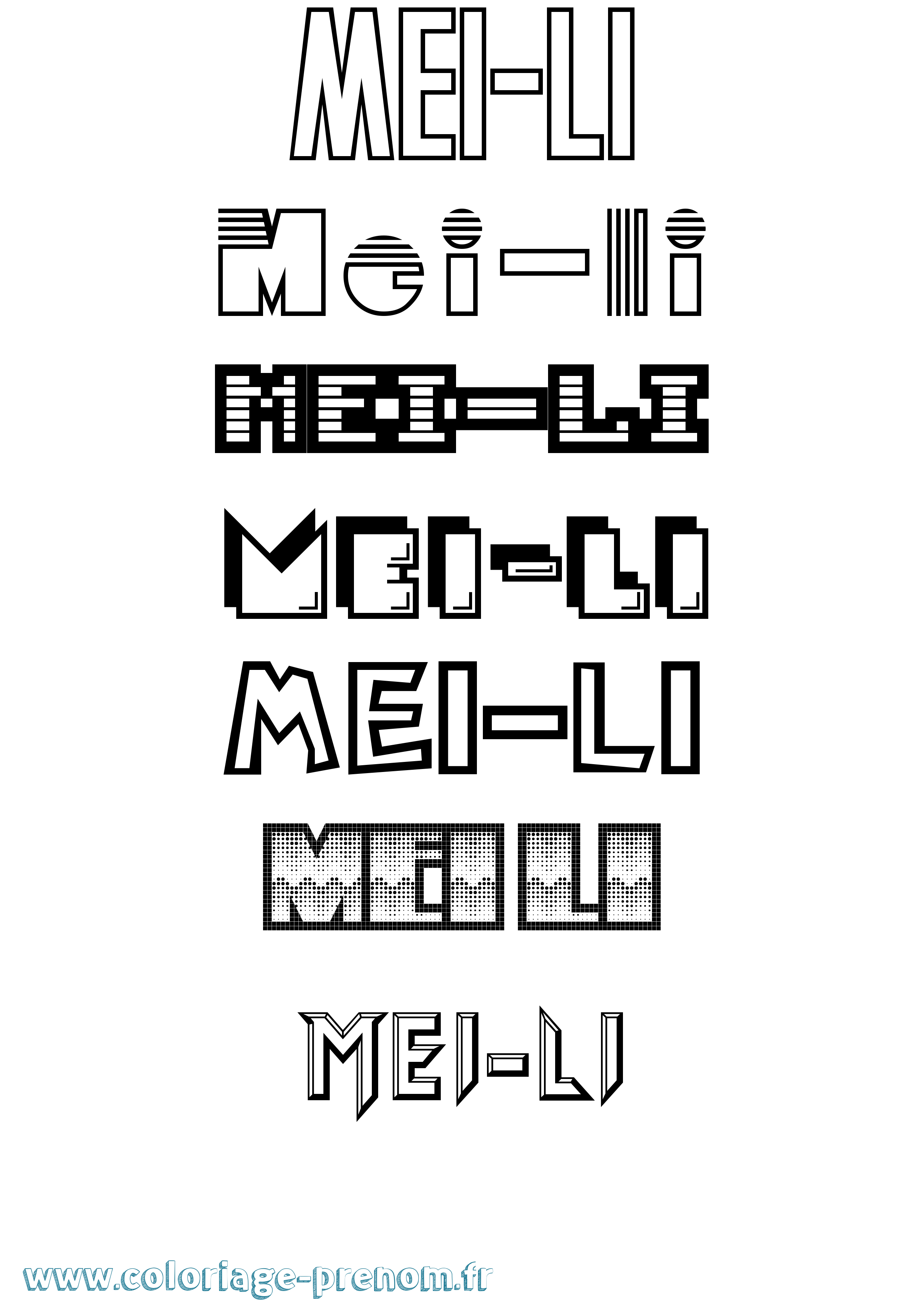 Coloriage Mei-Li Jeux Vidéos Coloriage prénom Mei-Li Jeux Vidéos