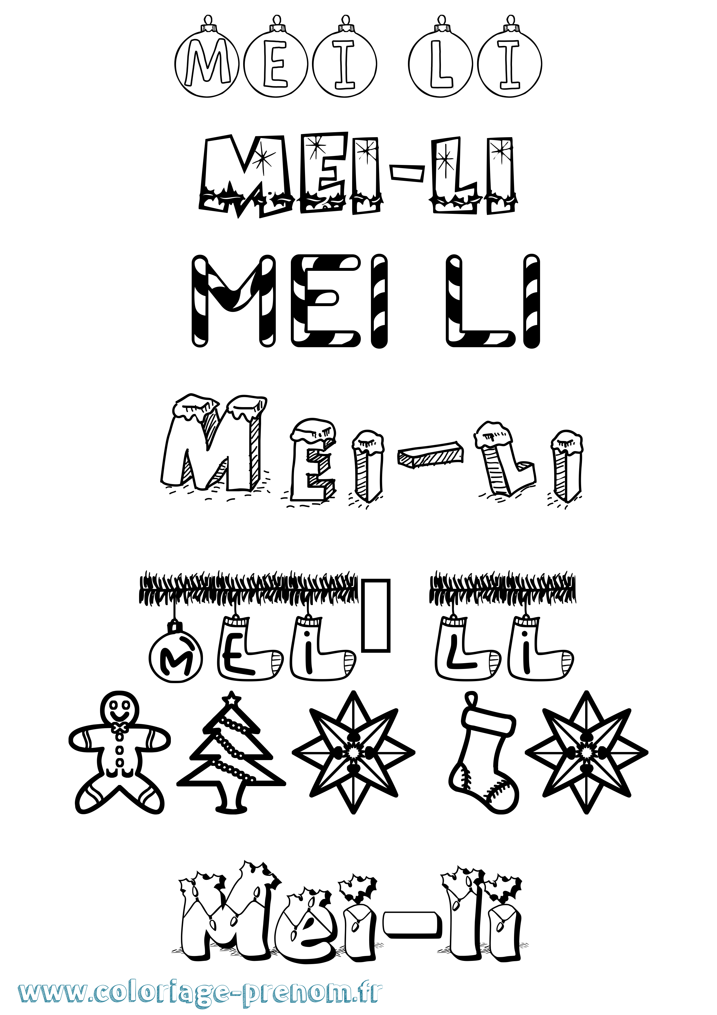 Coloriage Mei-Li Noël Coloriage prénom Mei-Li Noël