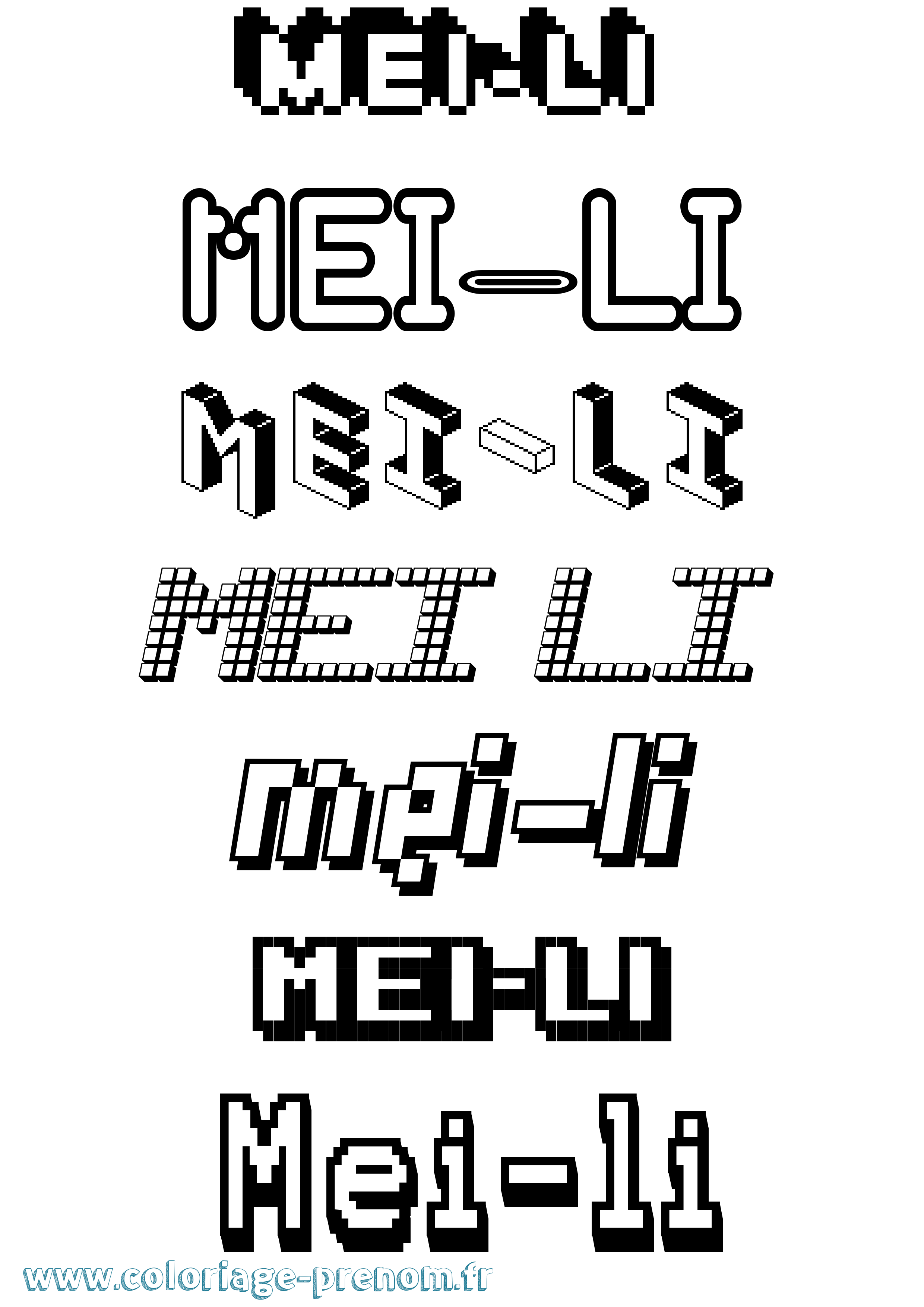 Coloriage Mei-Li Pixel Coloriage prénom Mei-Li Pixel