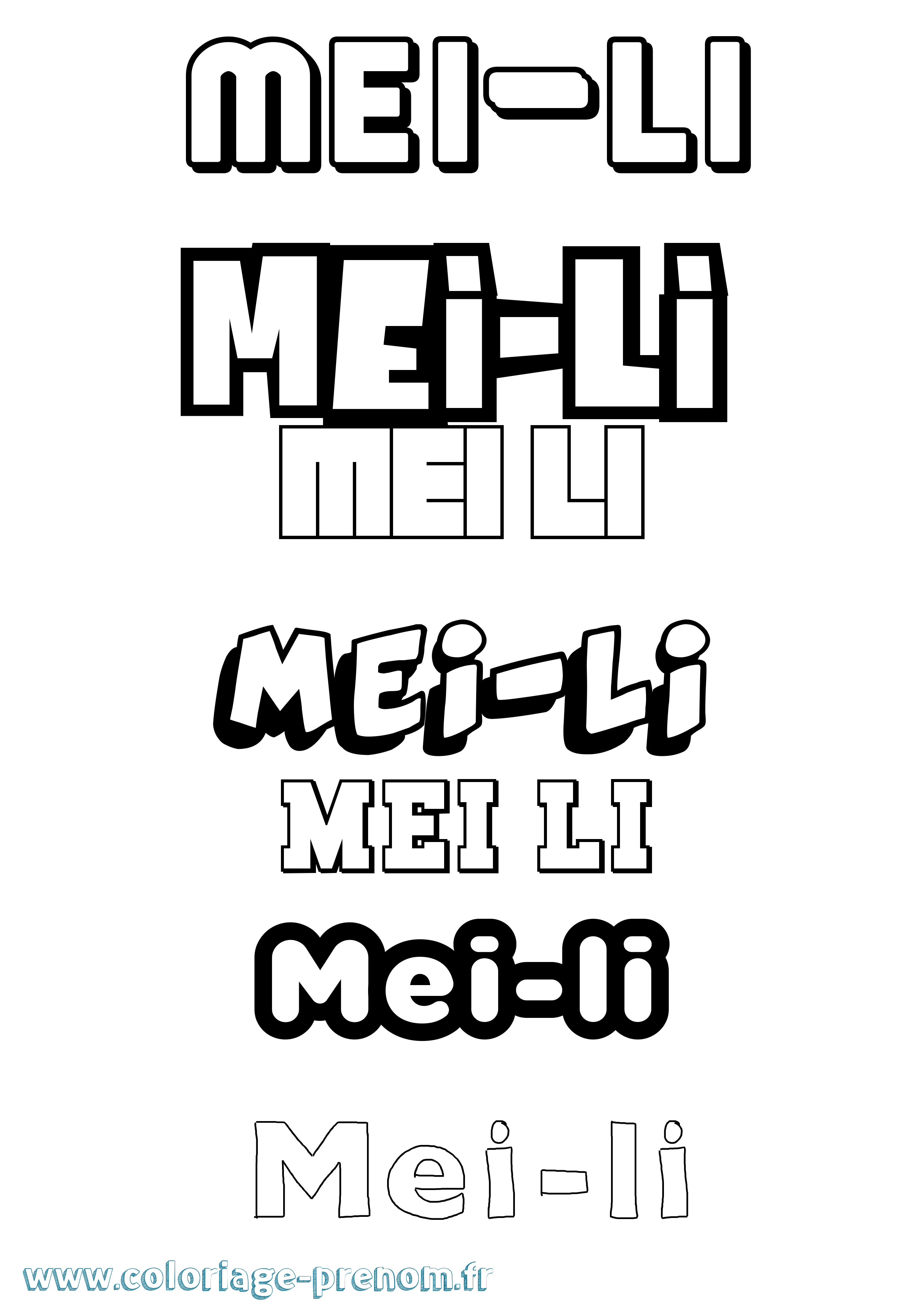 Coloriage Mei-Li Simple Coloriage prénom Mei-Li Simple