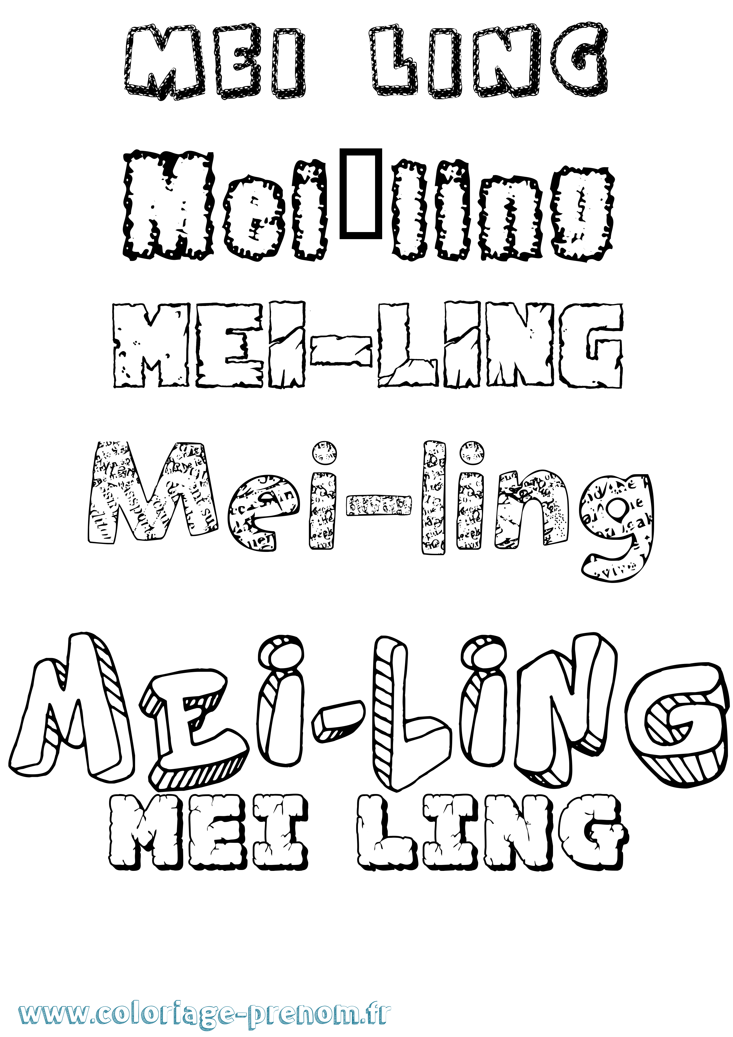 Coloriage Mei-Ling Destructuré Coloriage prénom Mei-Ling Destructuré