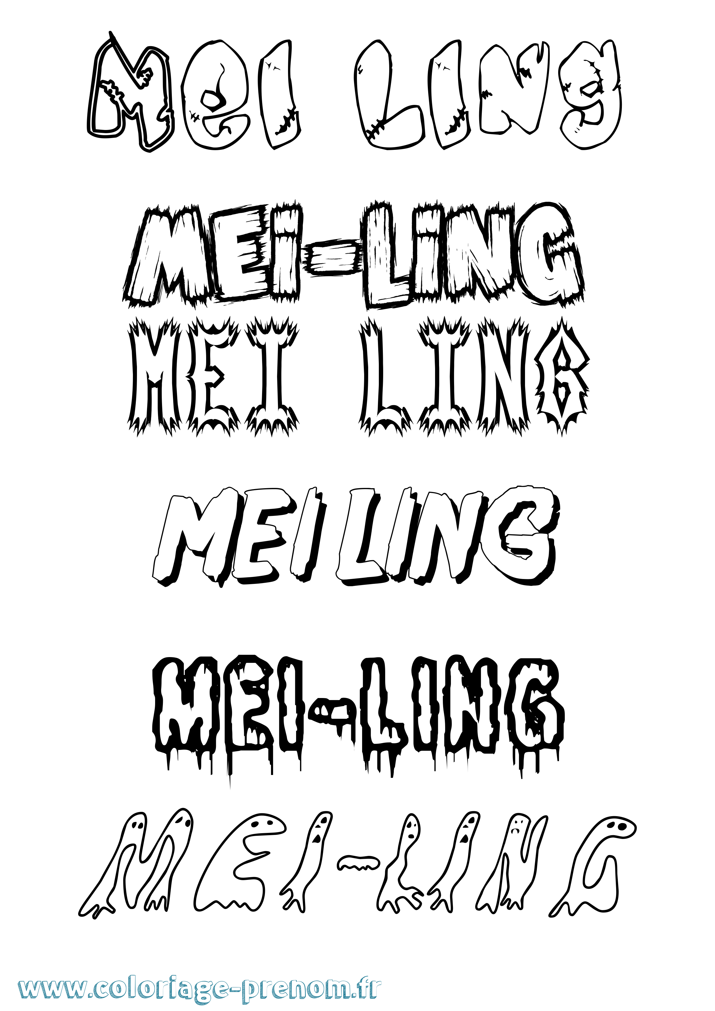 Coloriage Mei-Ling Frisson Coloriage prénom Mei-Ling Frisson