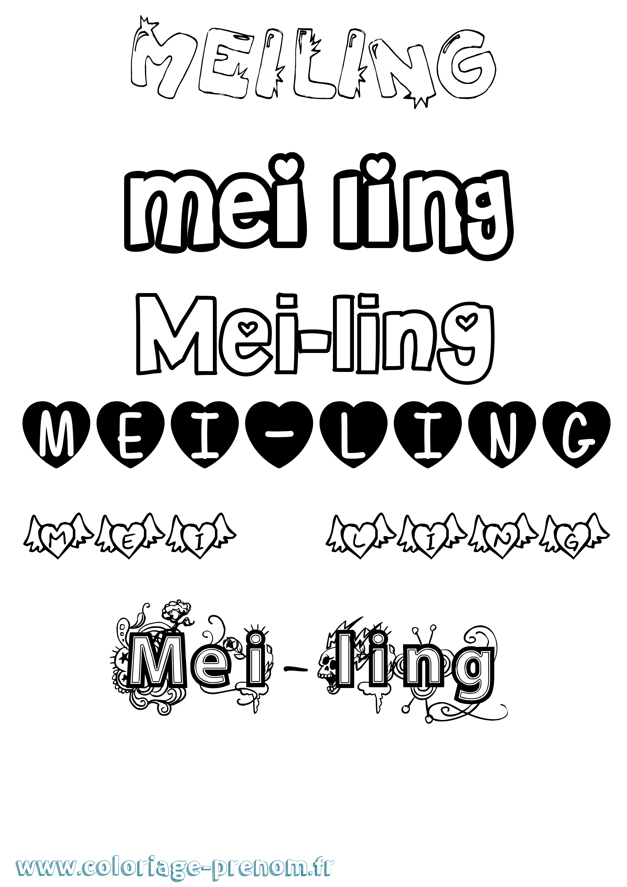 Coloriage Mei-Ling Girly Coloriage prénom Mei-Ling Girly