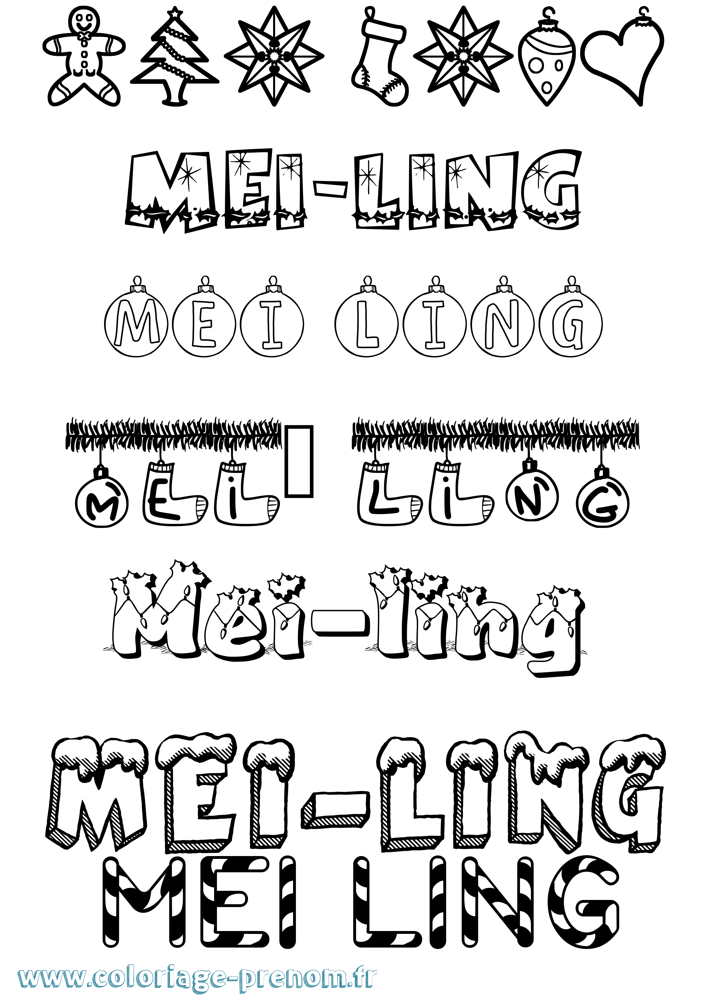 Coloriage Mei-Ling Noël Coloriage prénom Mei-Ling Noël