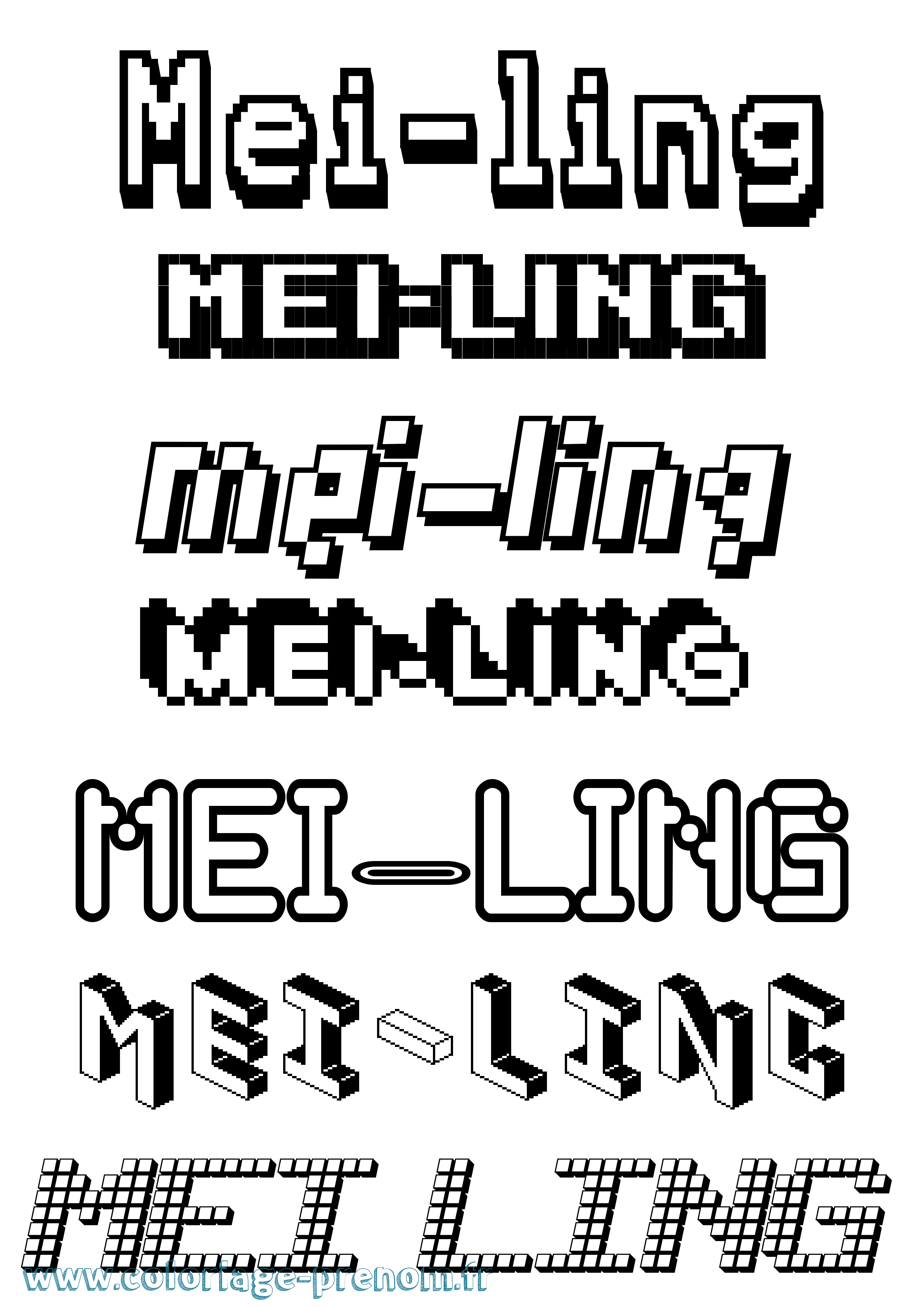 Coloriage Mei-Ling Pixel Coloriage prénom Mei-Ling Pixel