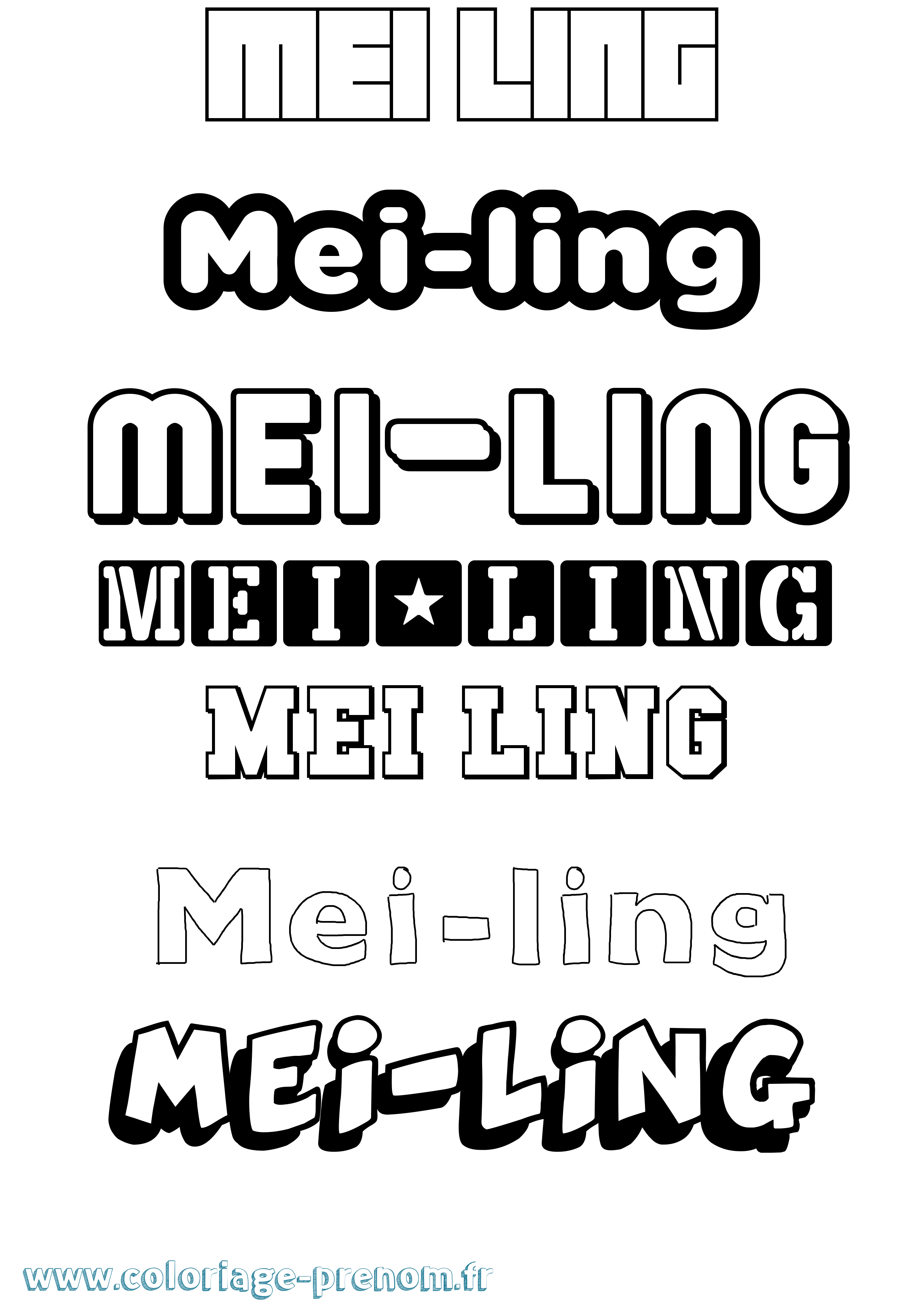 Coloriage Mei-Ling Simple Coloriage prénom Mei-Ling Simple