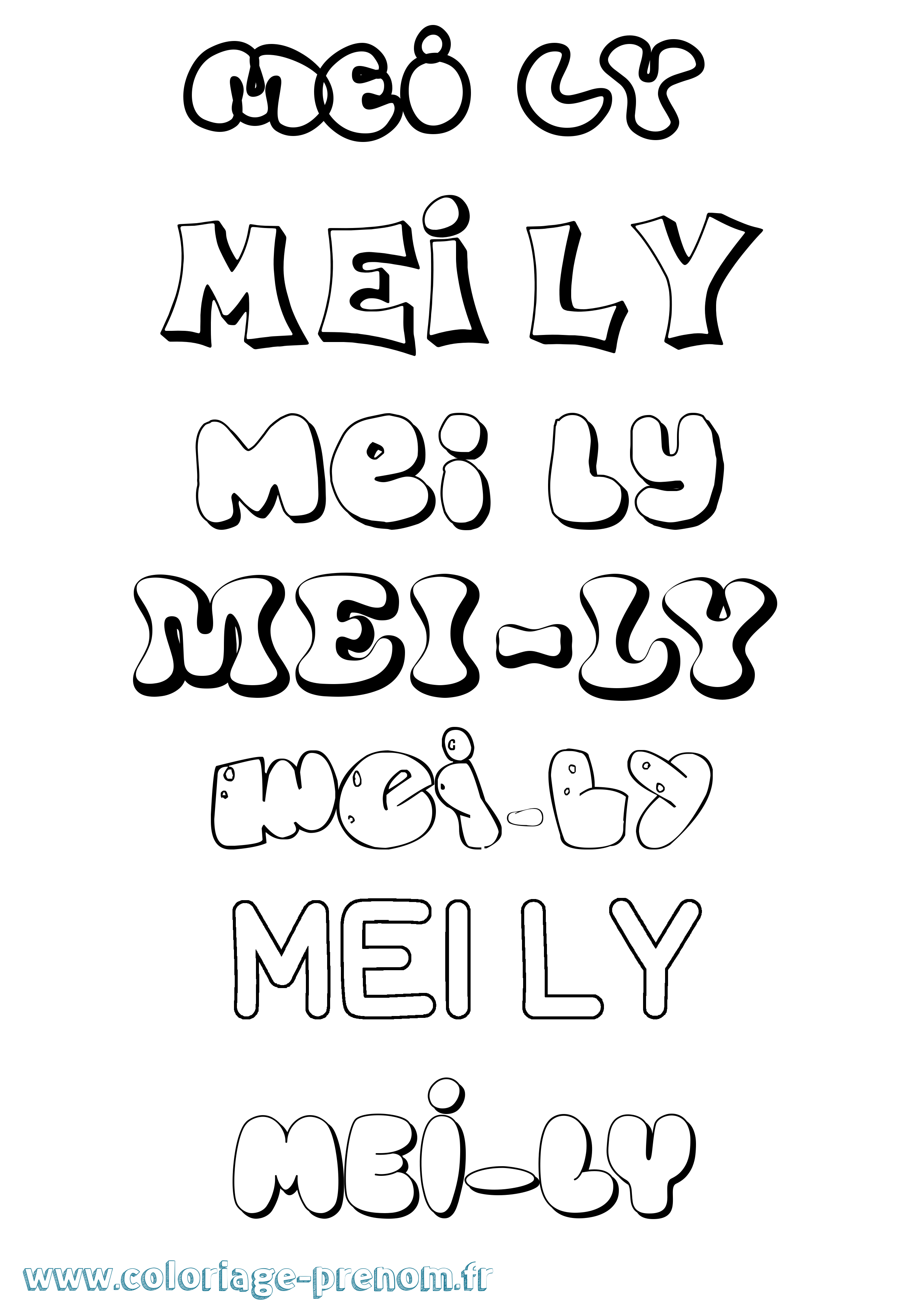 Coloriage Mei-Ly Bubble Coloriage prénom Mei-Ly Bubble
