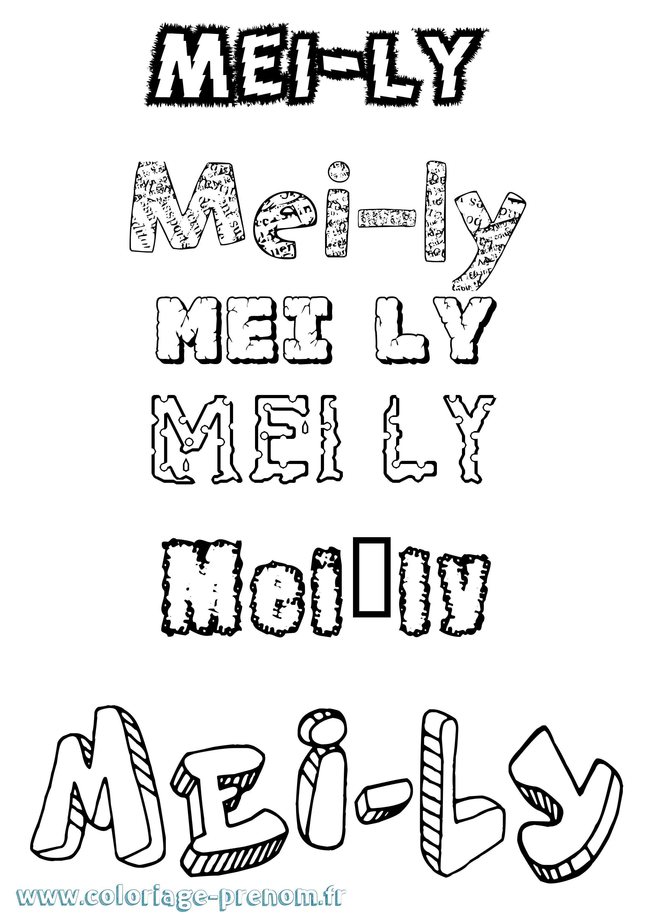 Coloriage Mei-Ly Destructuré Coloriage prénom Mei-Ly Destructuré