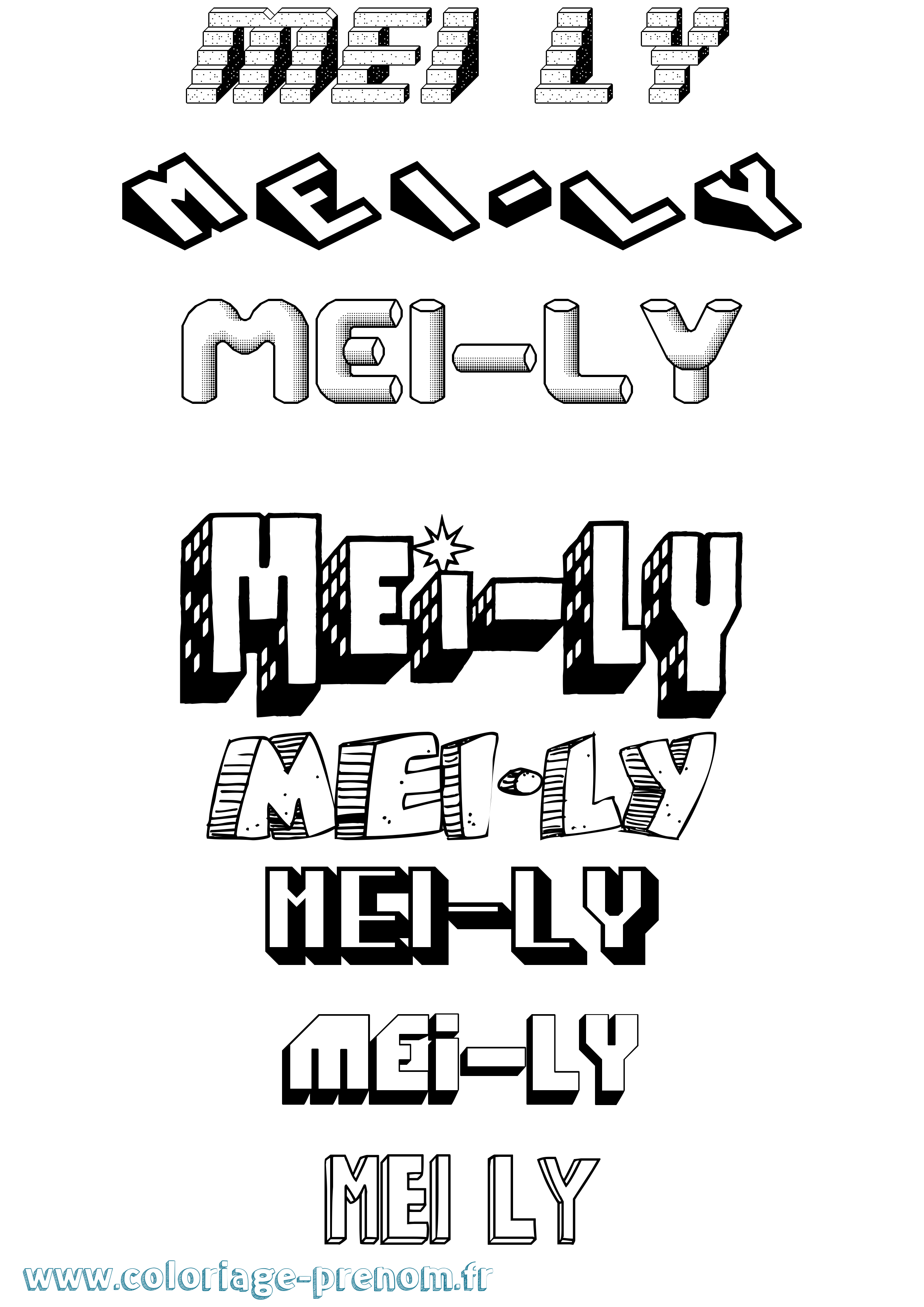 Coloriage Mei-Ly Effet 3D Coloriage prénom Mei-Ly Effet 3D